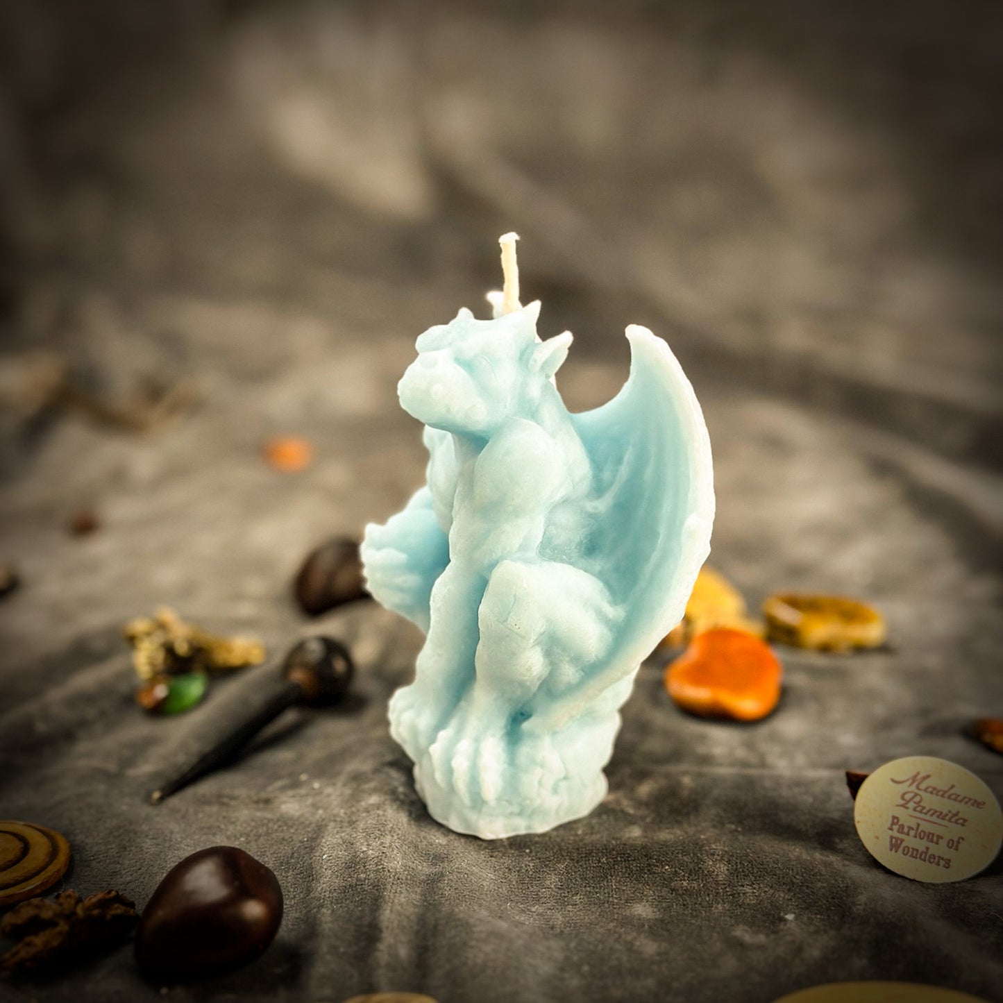 Blue Gargoyle Guardian Candle 