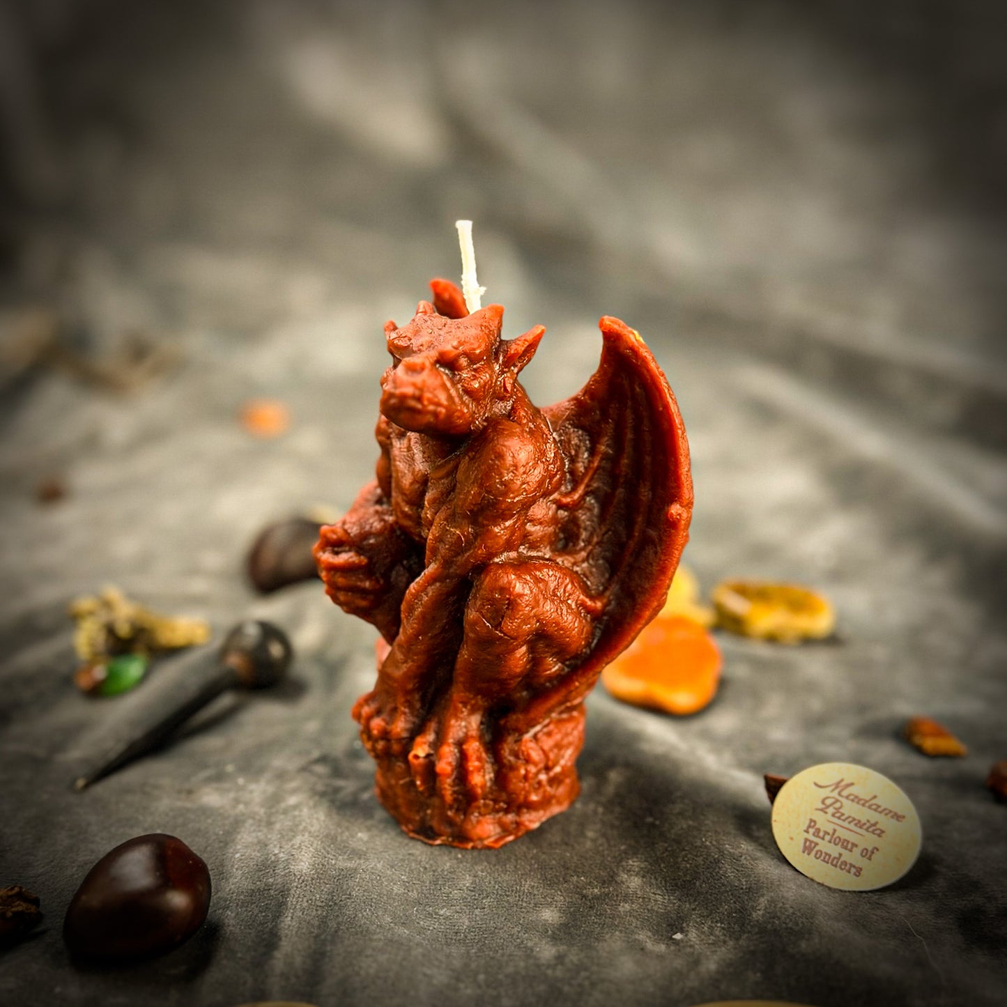 Brown Gargoyle Guardian Spell Candle