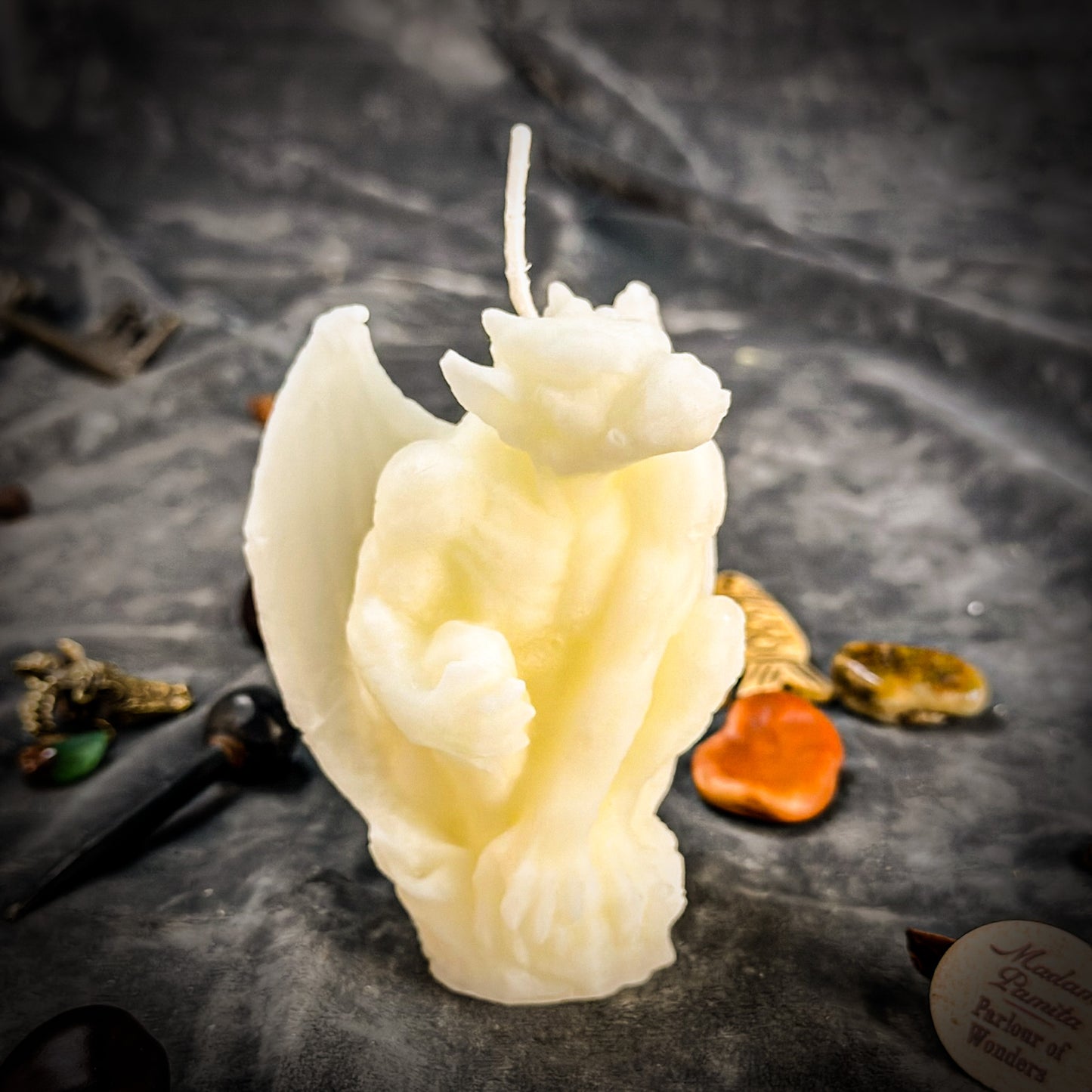 White Beeswax Gargoyle Guardian Spell Candle
