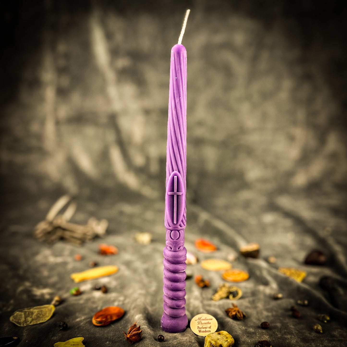 Purple Gromnica Candlemas Protection Taper Candle
