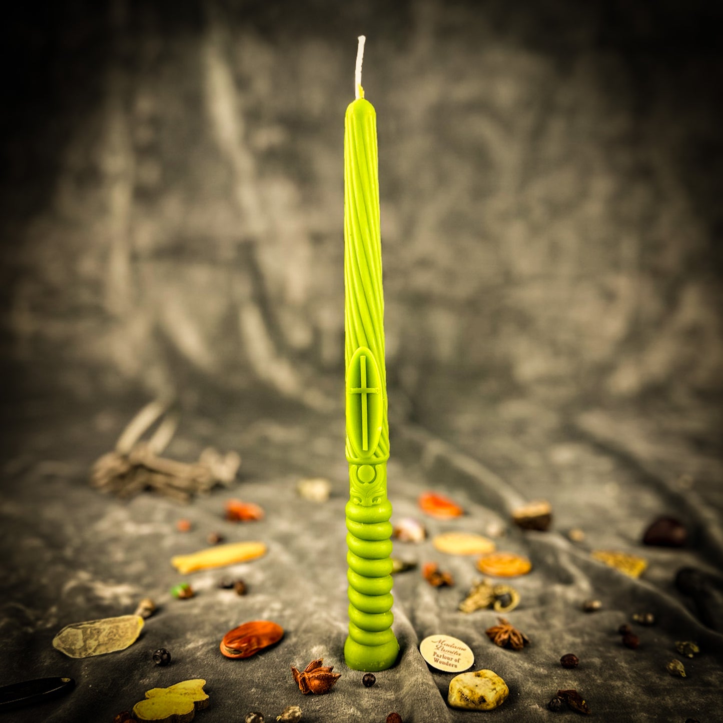 Green Gromnica Candlemas Taper Candle