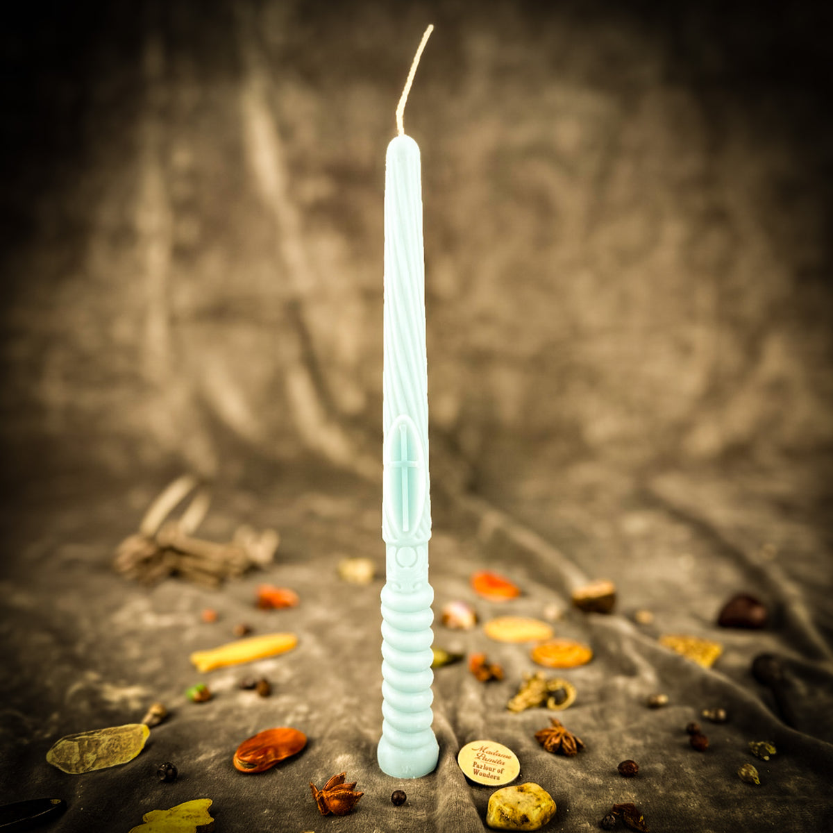 Blue Gromnica Candlemas Taper Candle