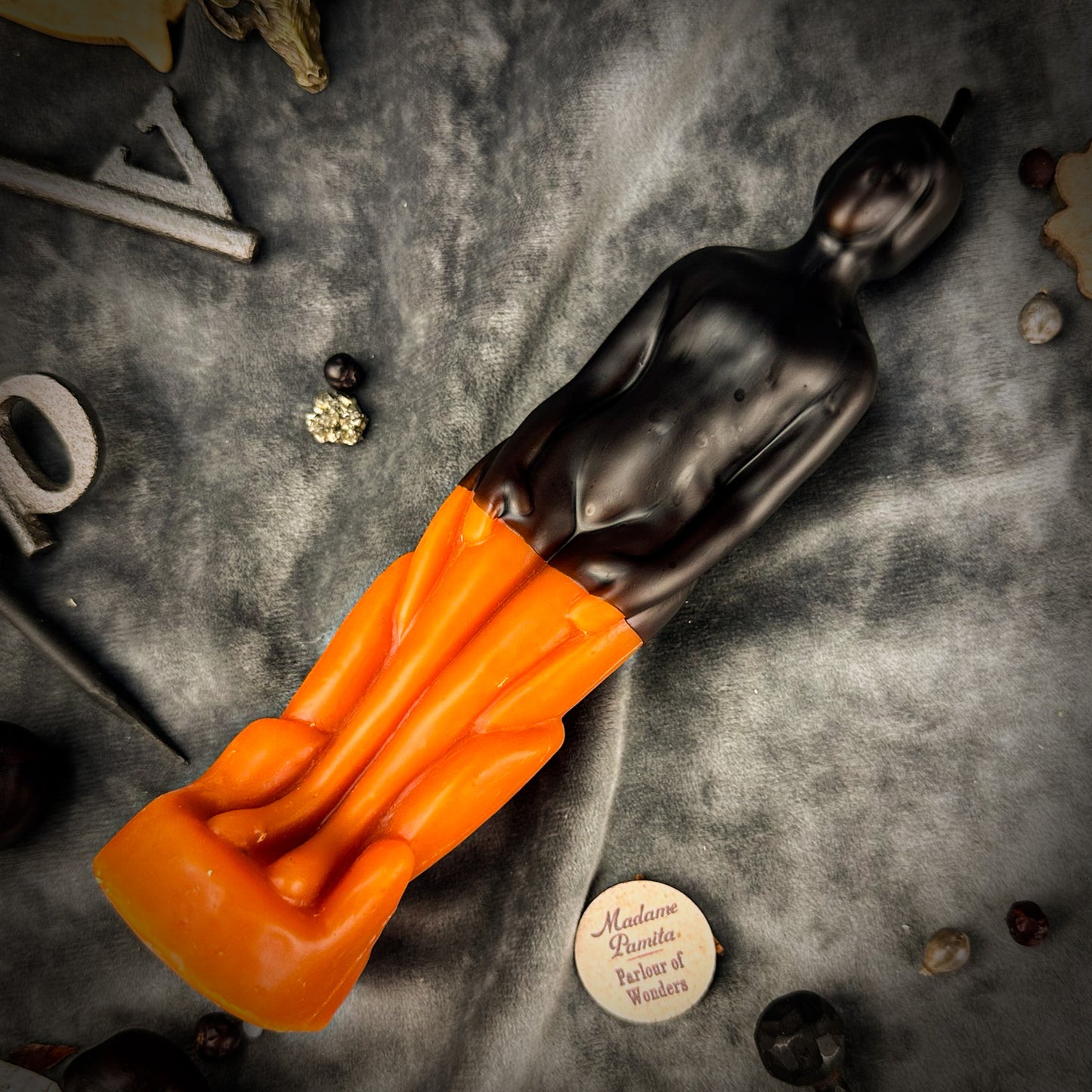 Orange Human Reversing Figural Candle Beeswax