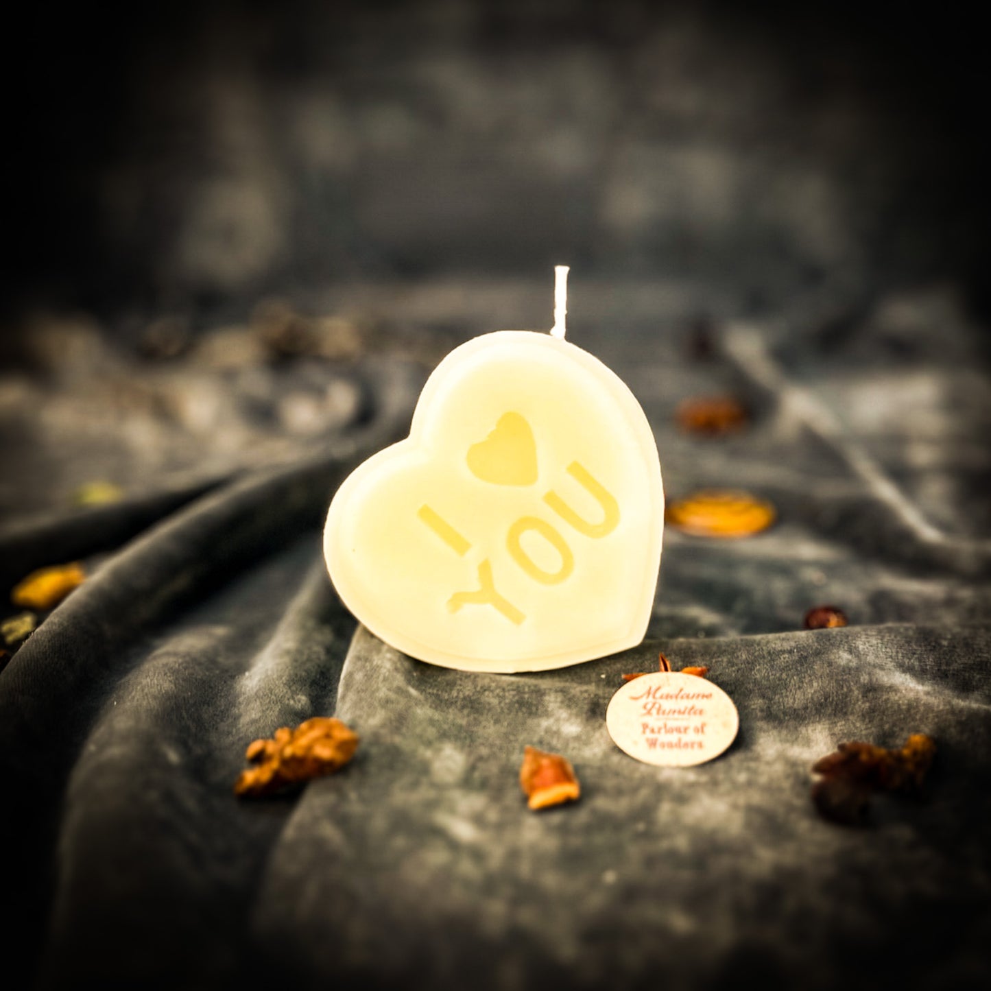 White Beeswax I Love You Spell Candle 