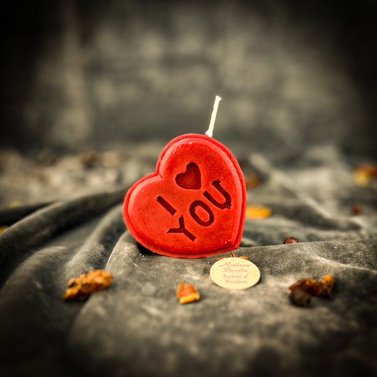 Red Beeswax I Love You Spell Candle
