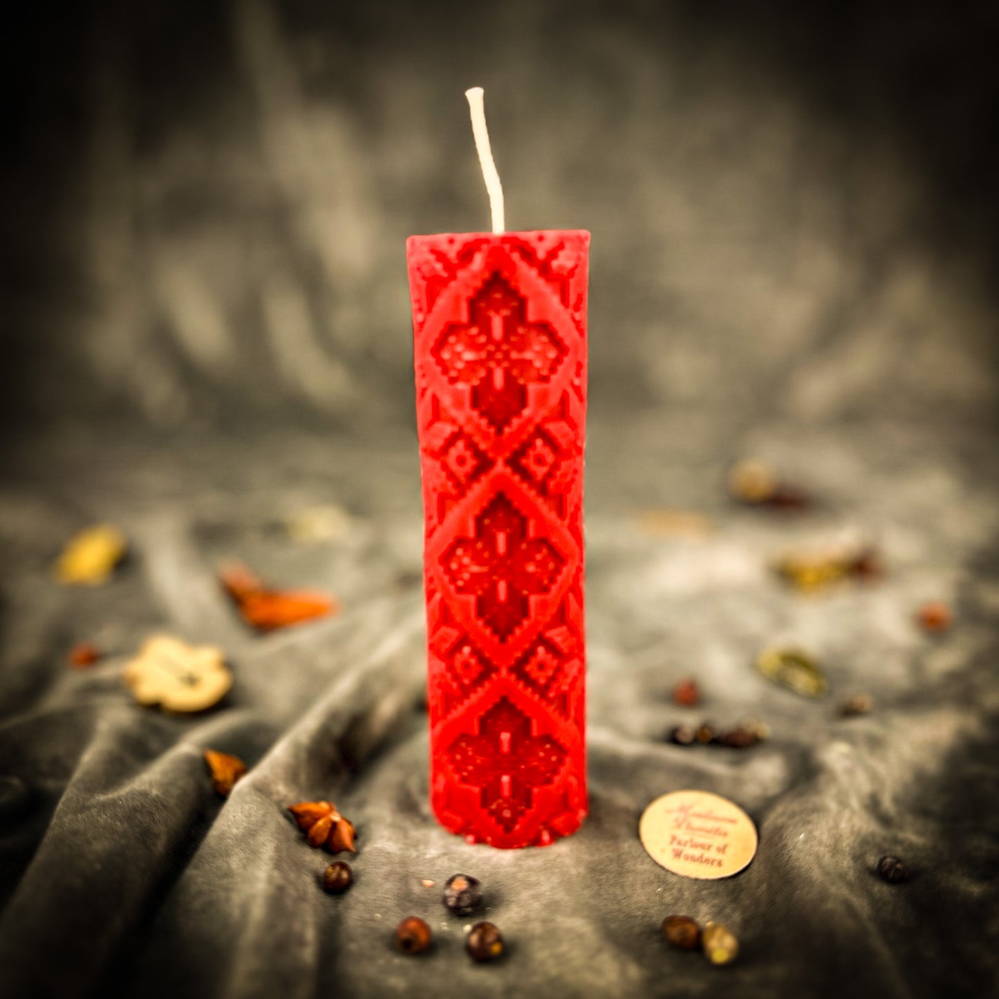 Red Beeswax Khrest Candle