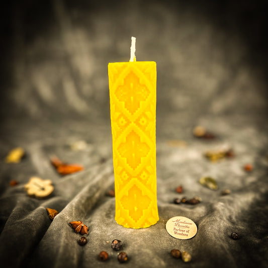 Yellow Khrest Cross Pillar Candle