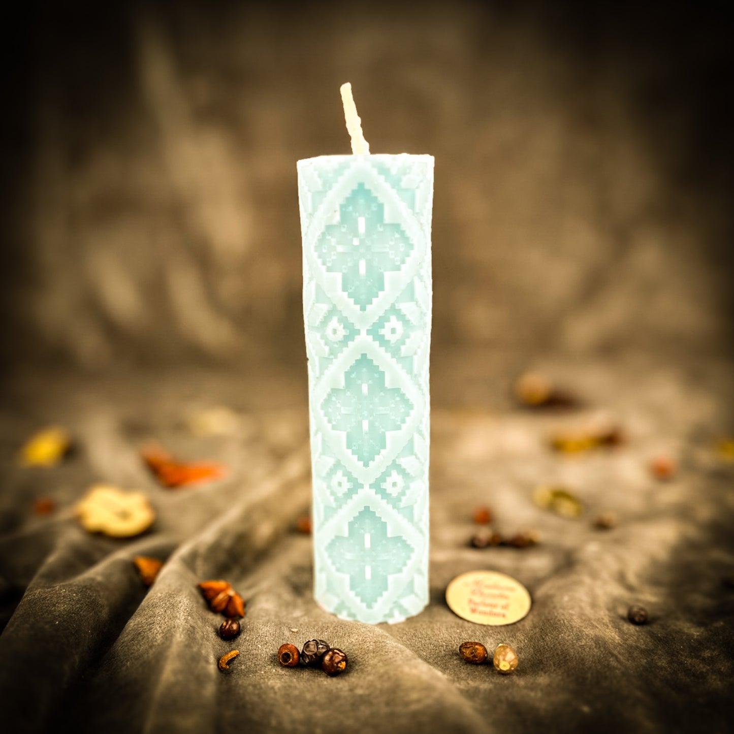 Blue Cross of Protection and Plenty Pillar Candle