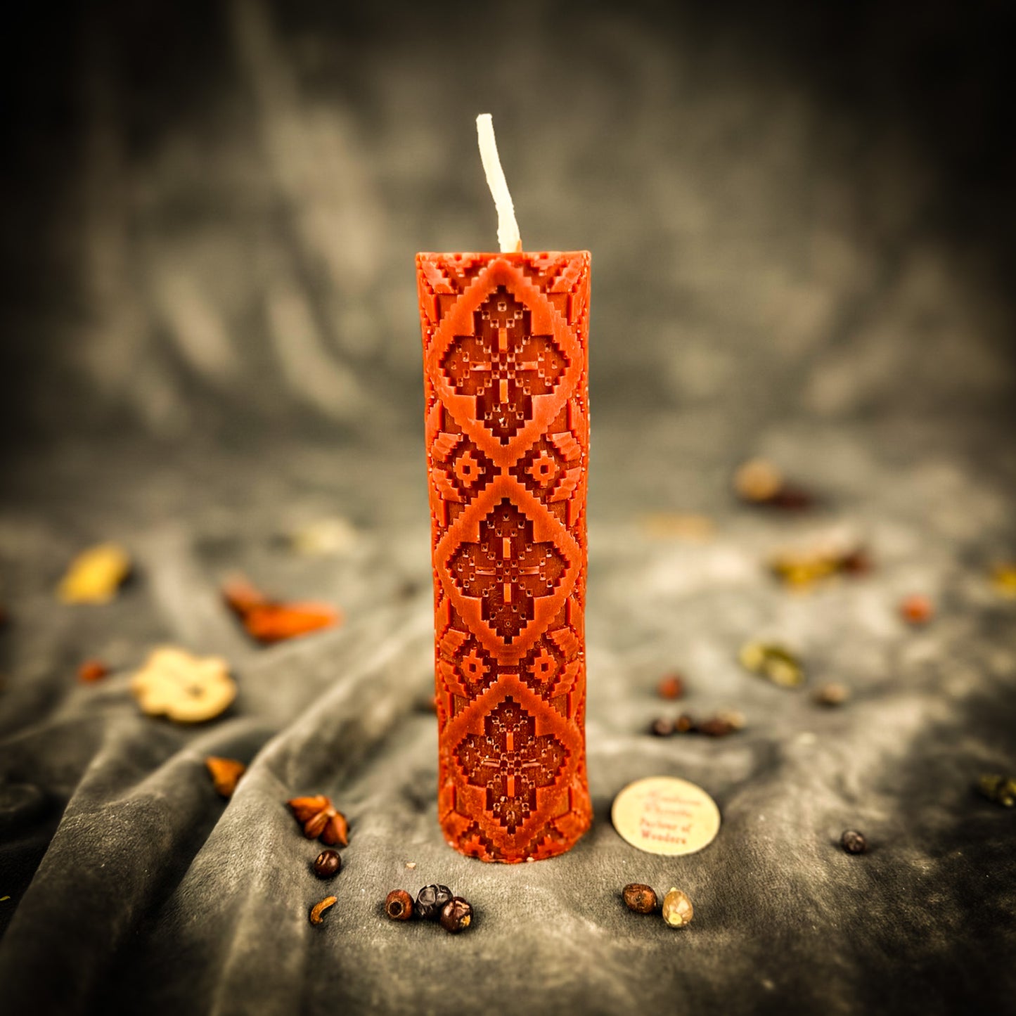 Orange Khrest Cross of Protection and Plenty Pillar Candle
