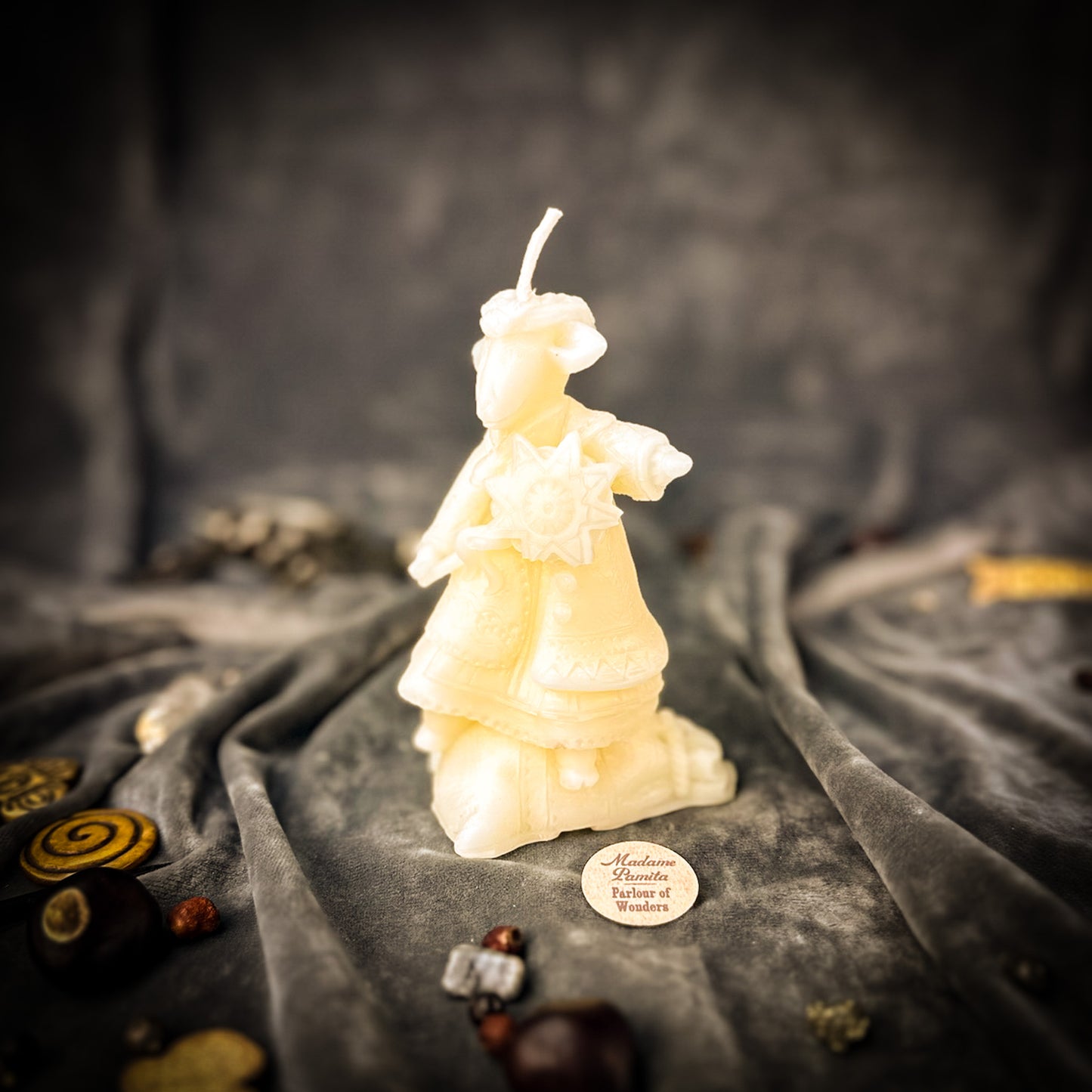 White Winter Goat Spell Candle