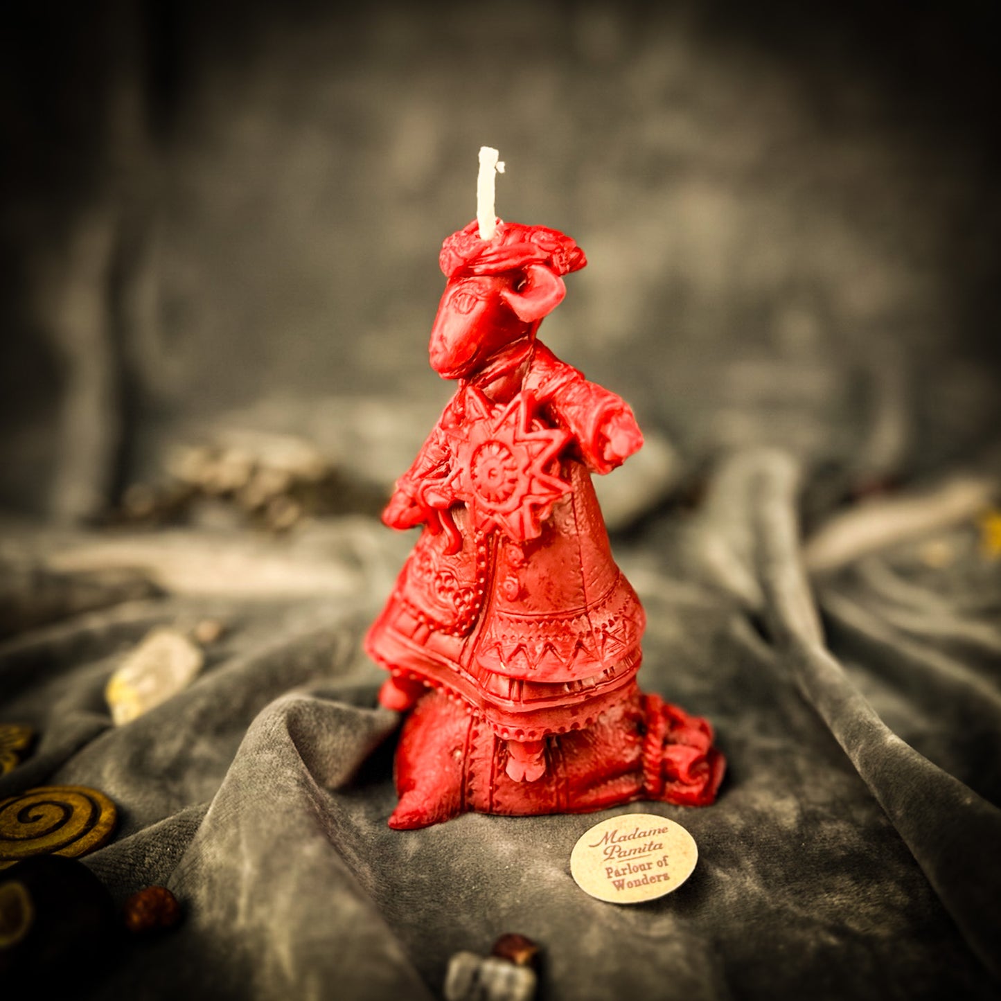 Beeswax Koza Winter Goat of Abundance Spell Candle Red