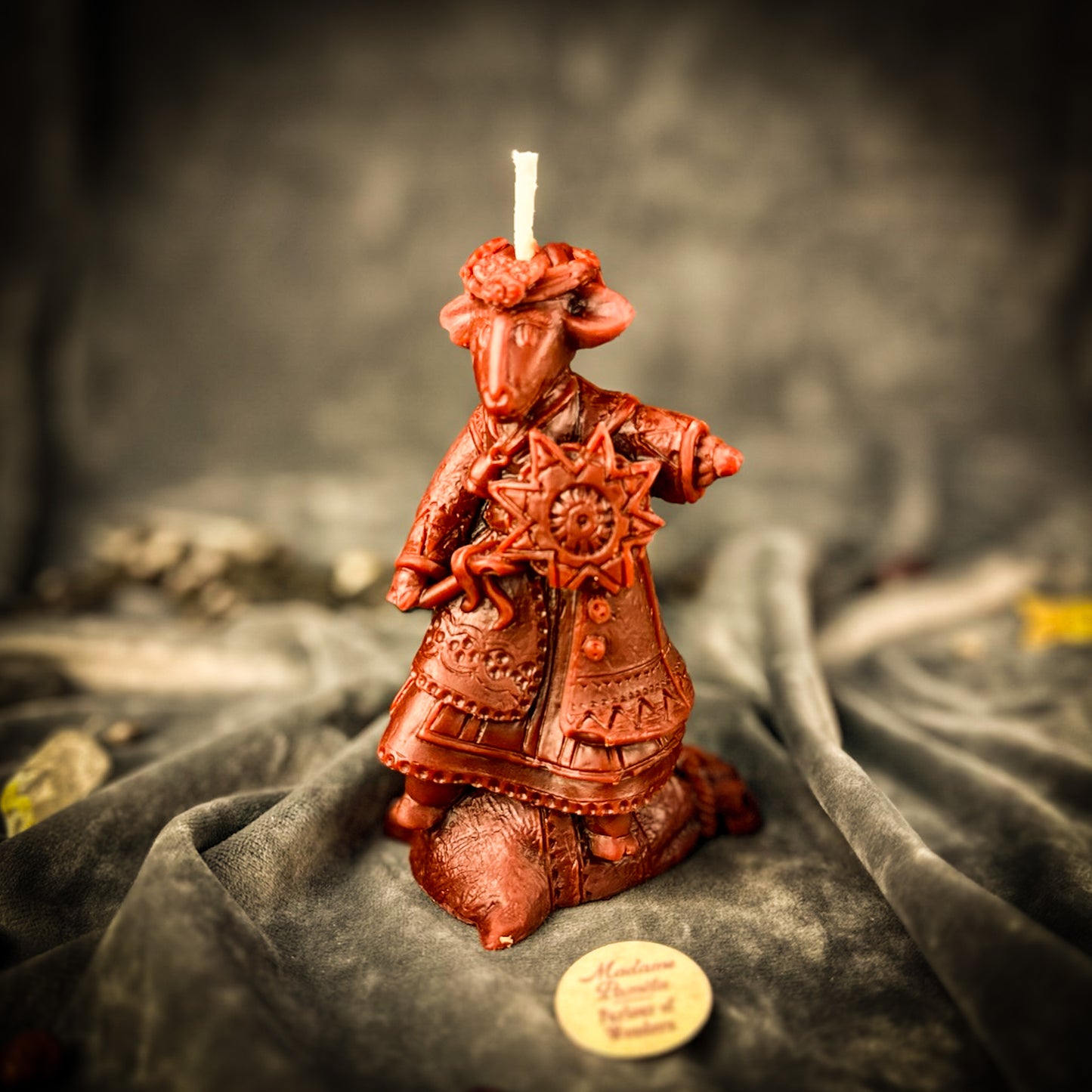 Beeswax Koza Winter Goat of Abundance Spell Candle Brown