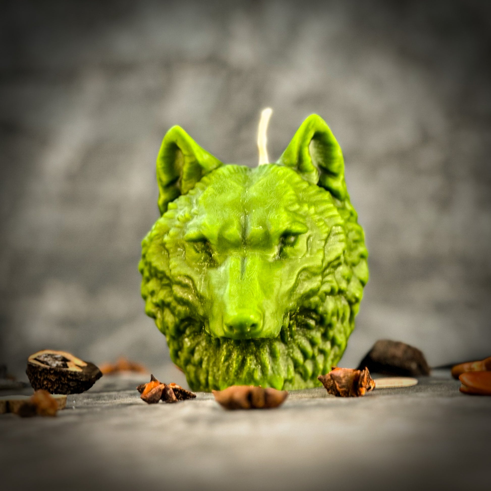 Green Beeswax Leader of The Pack Wolf Spell Candle