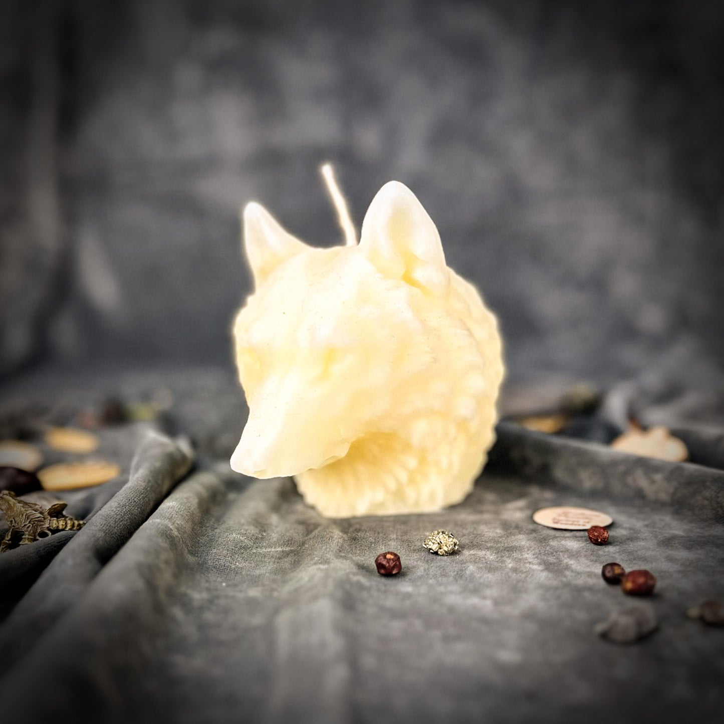 White Beeswax Leader of The Pack Wolf Spell Candle