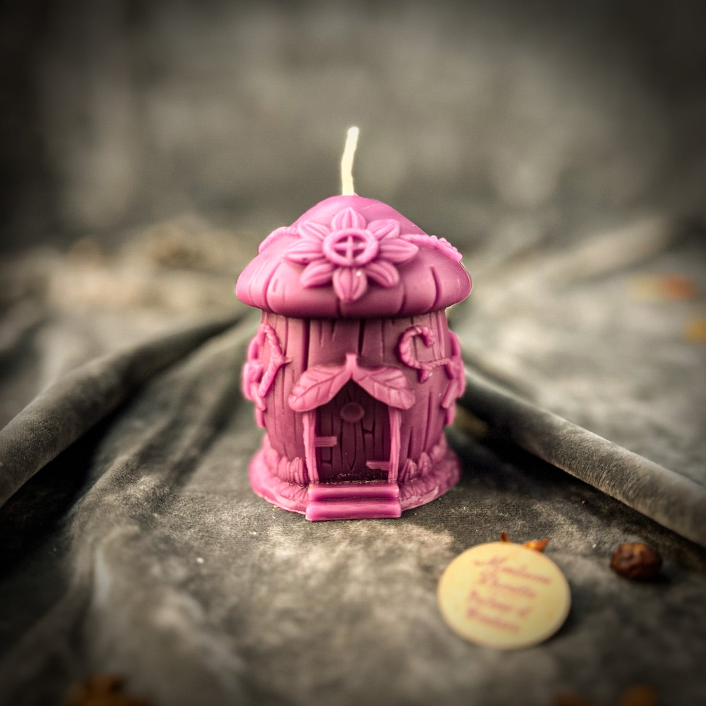Purple Beeswax Fairy Hut Candle