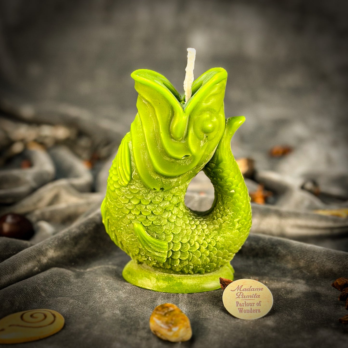 Green Fish Wishing Candle