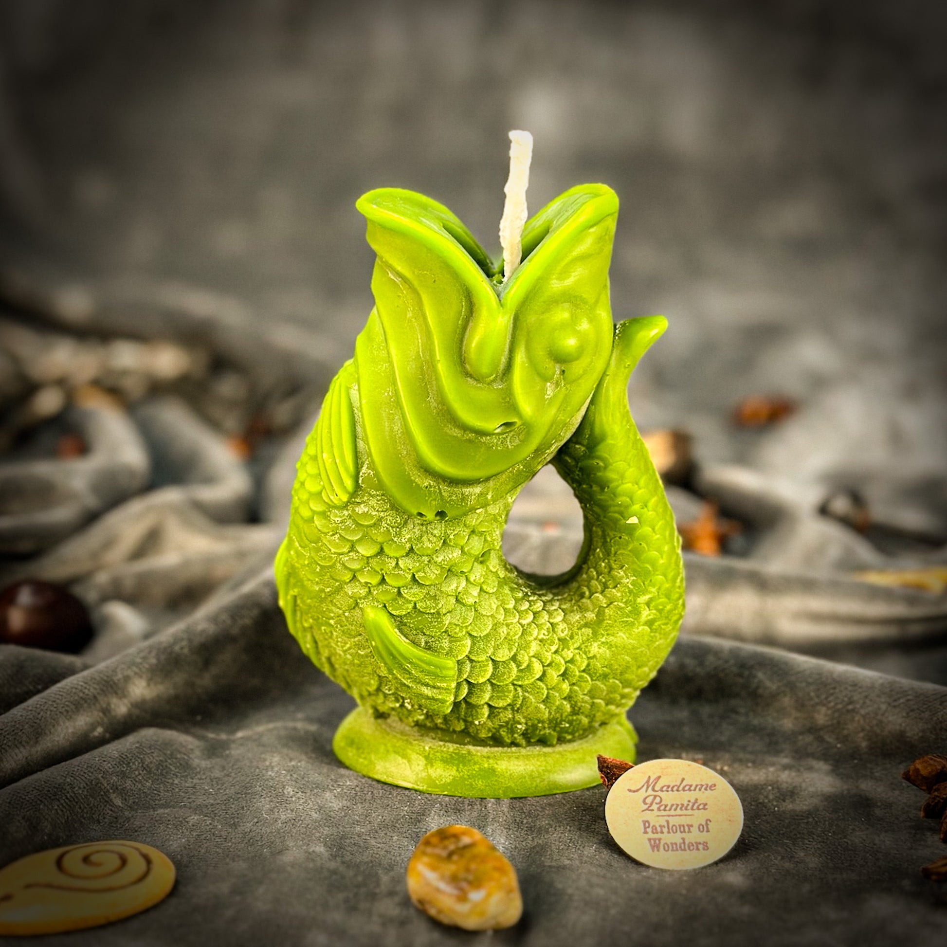 Green Fish Wishing Candle
