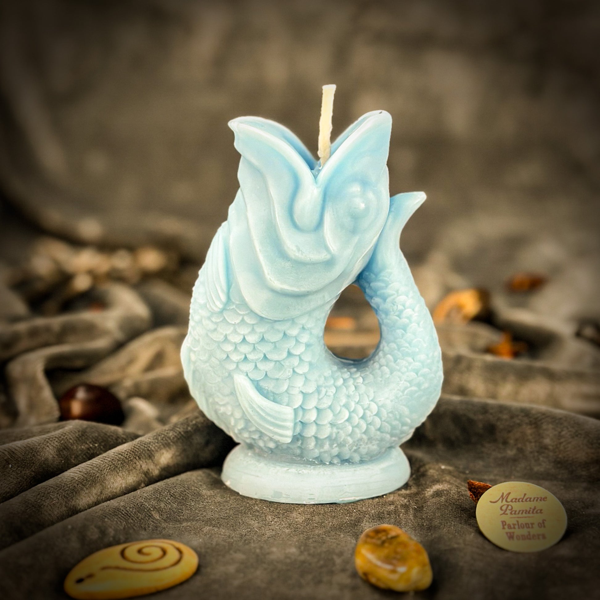 Blue Fish Wishing Candle