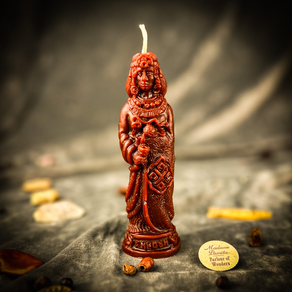 Beeswax Makosh Goddess Spell Candle | Abundance, Fertility & Destiny