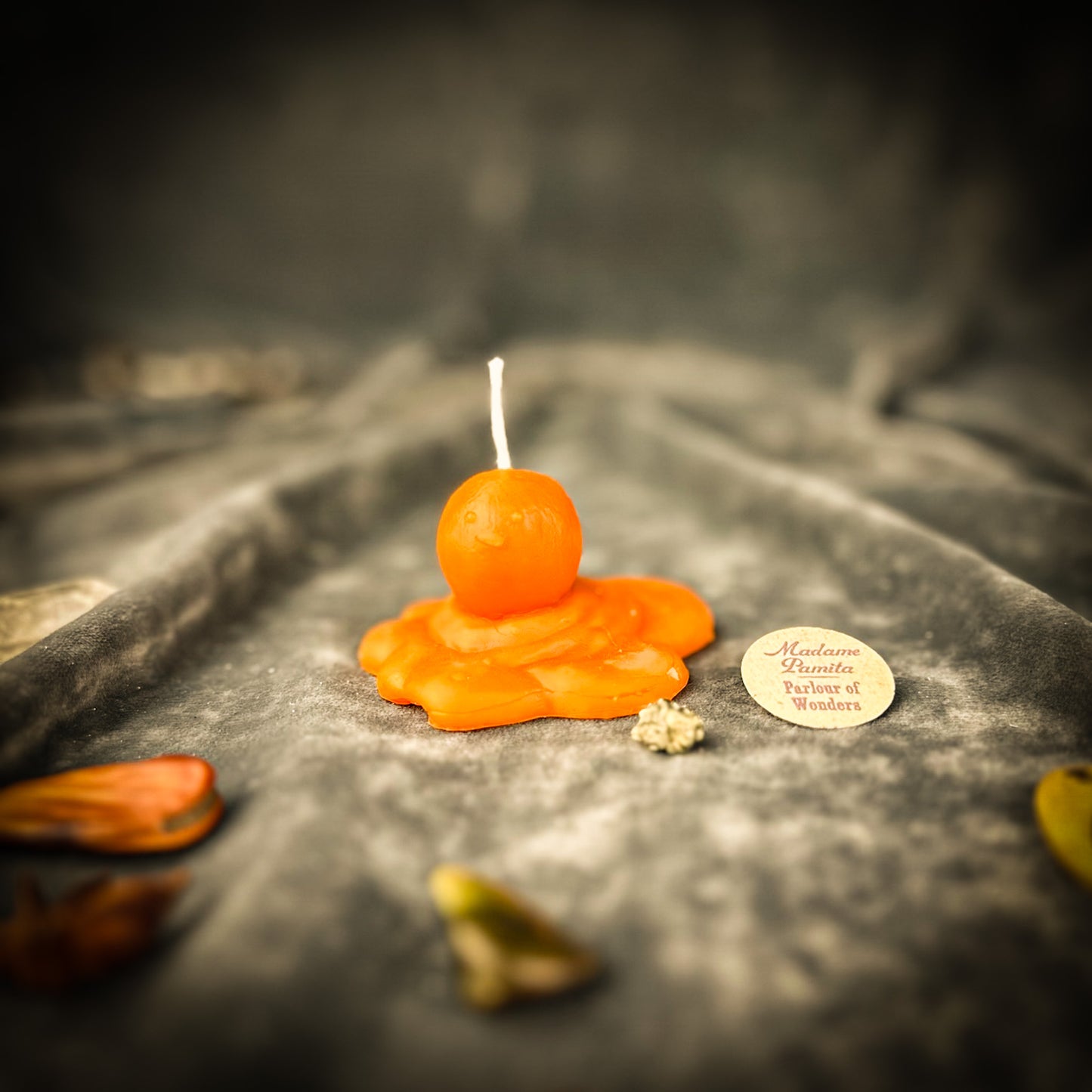 Orange Beeswax Melting Snowman Spell Candle