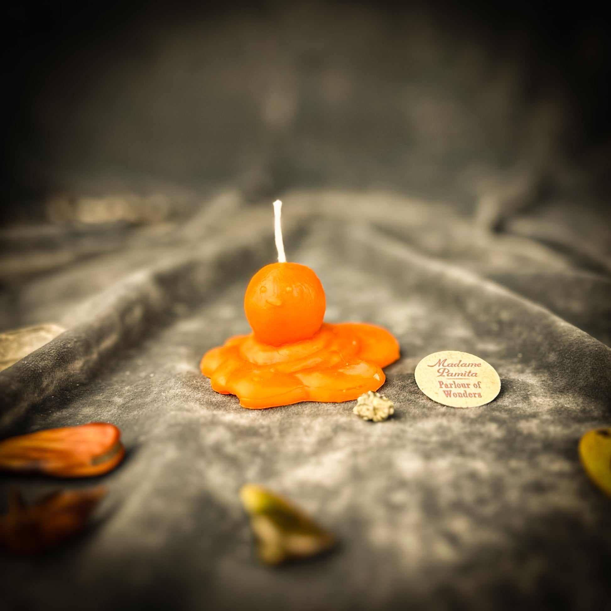 Orange Beeswax Melting Snowman Spell Candle