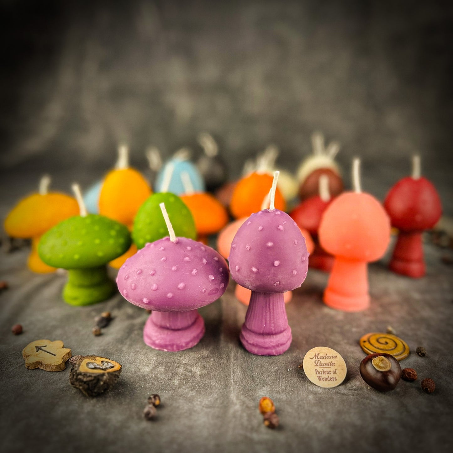 Beeswax Mystical Mushroom Spell Candle Duo