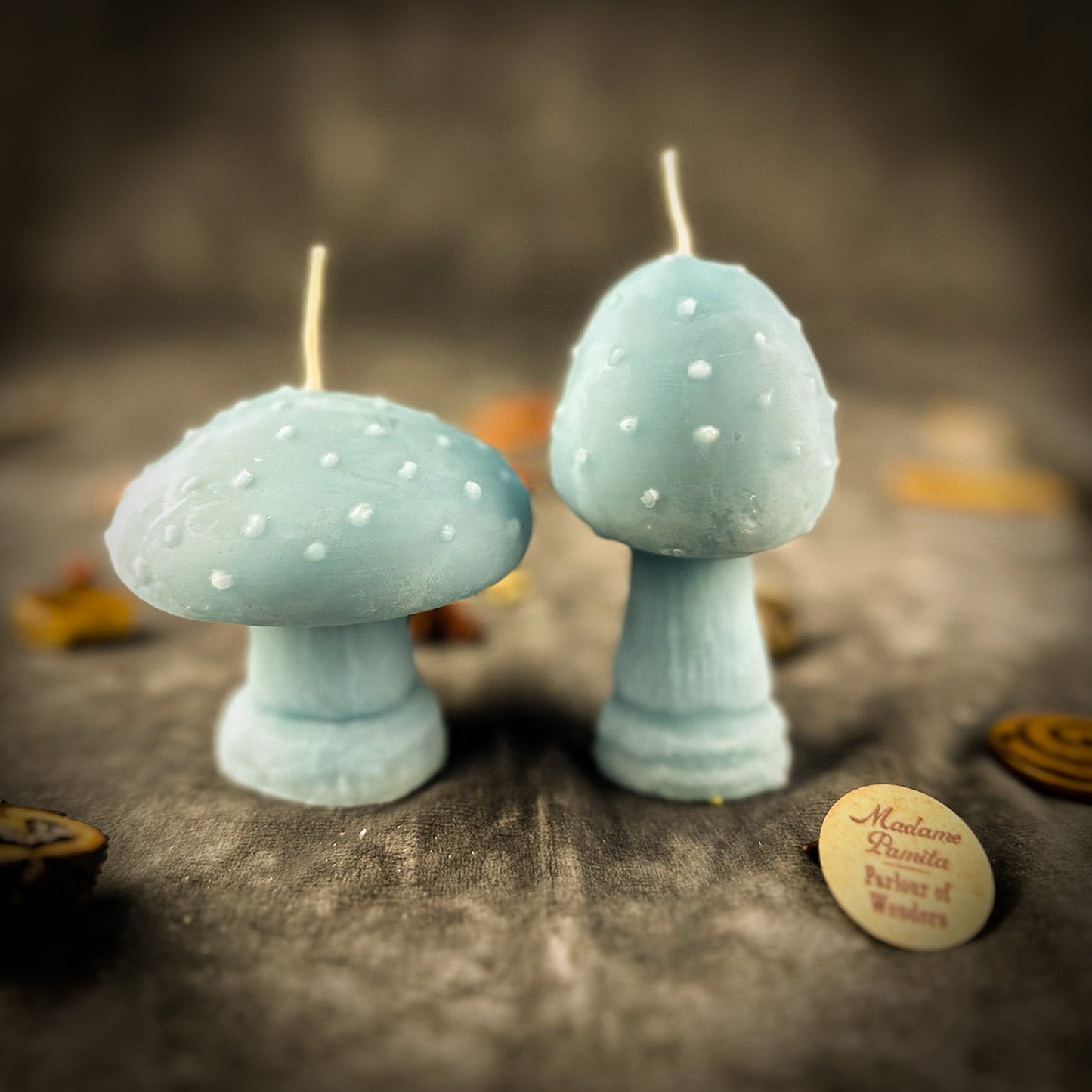 Blue Mystical Mushroom Spell Candle