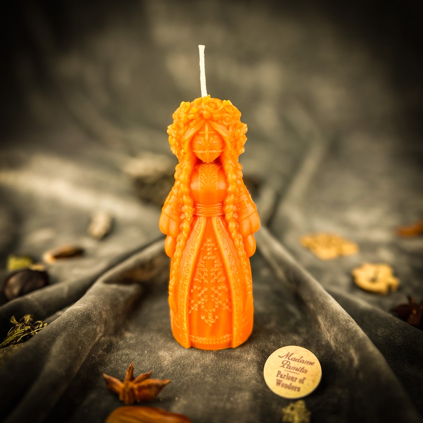 Orange Beeswax Perperuna Goddess of Rain Spell Candle