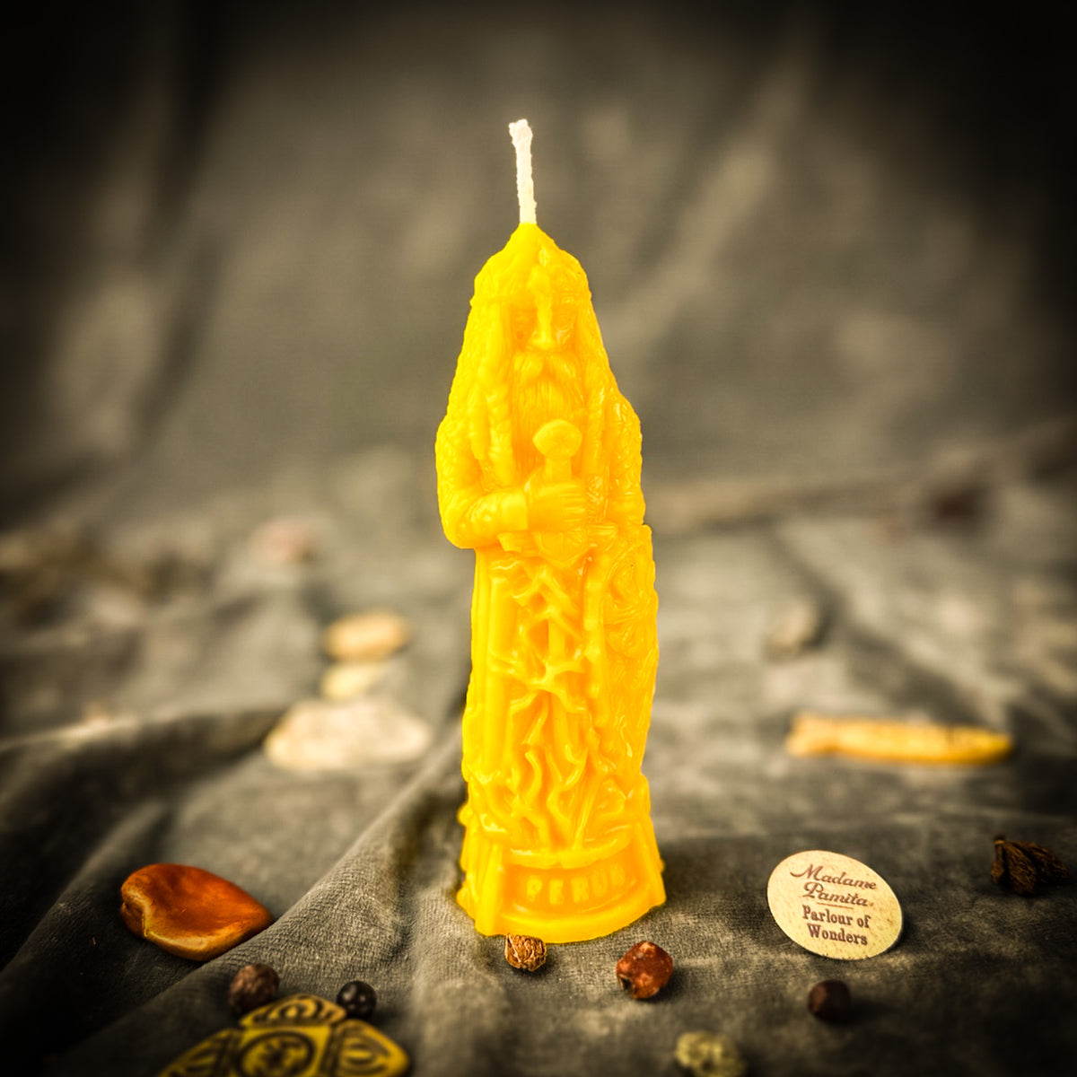 Beeswax Perun God Spell Candle | Justice, Protection & Balance