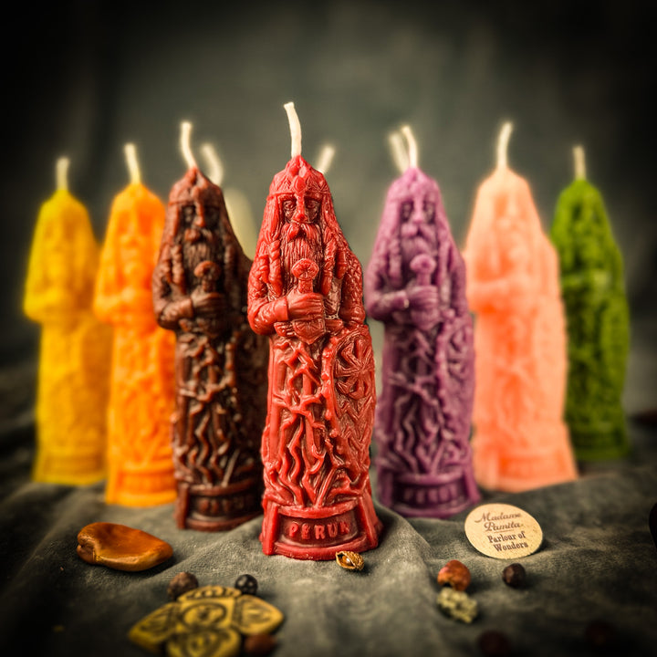 Beeswax Perun God Spell Candle | Justice, Protection & Balance