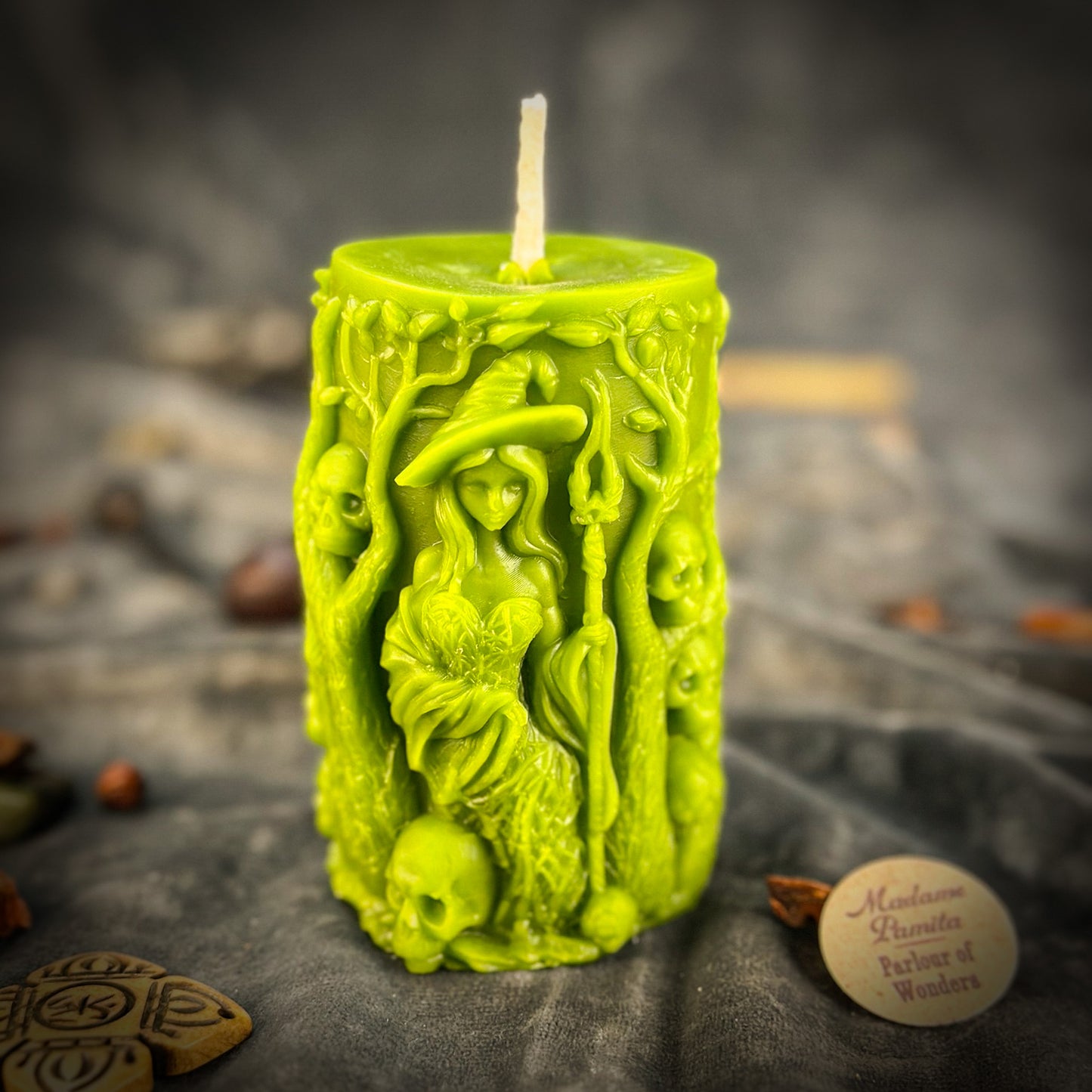 Green Beeswax Pillars of Witchcraft Spell Candle Power