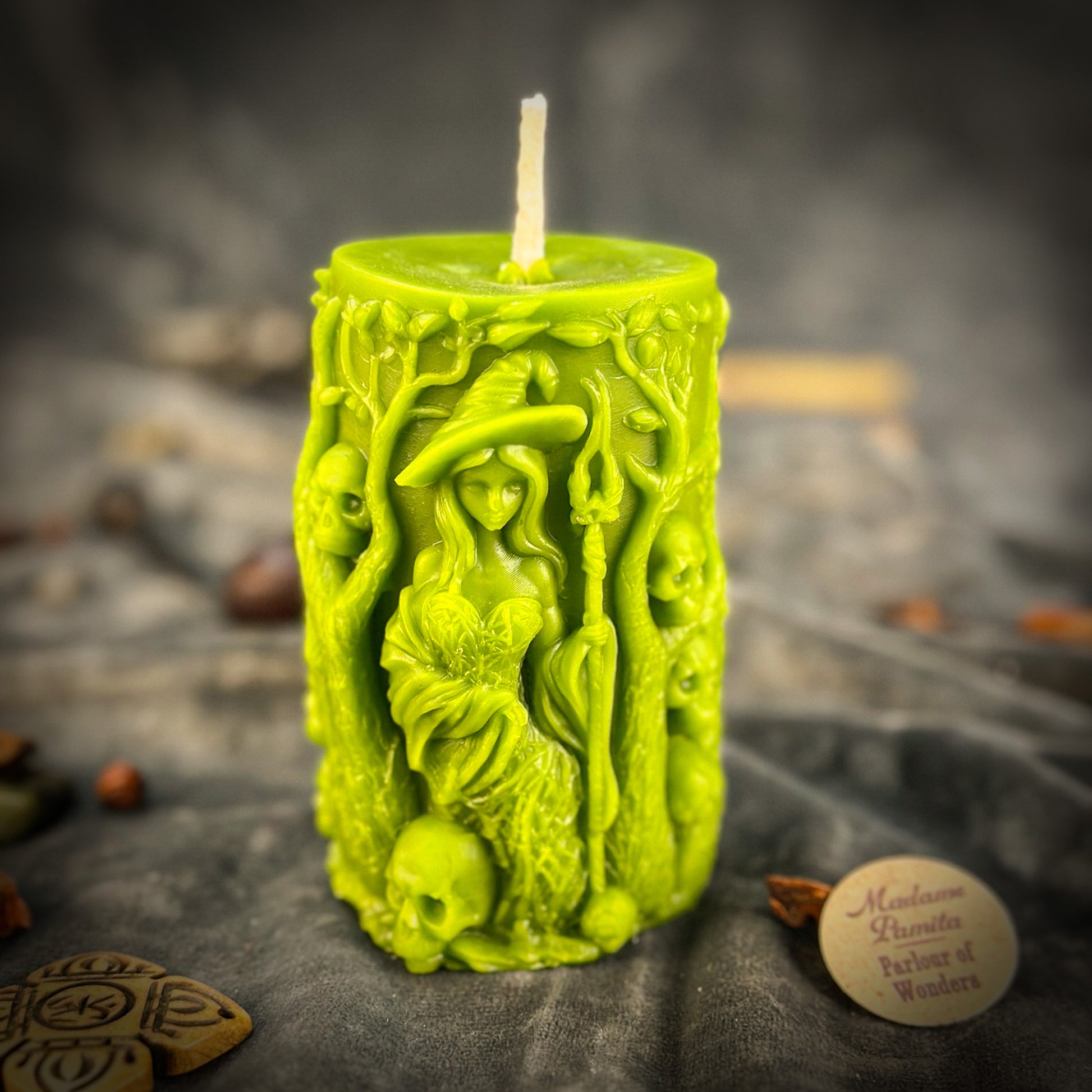 Green Beeswax Pillars of Witchcraft Spell Candle Power