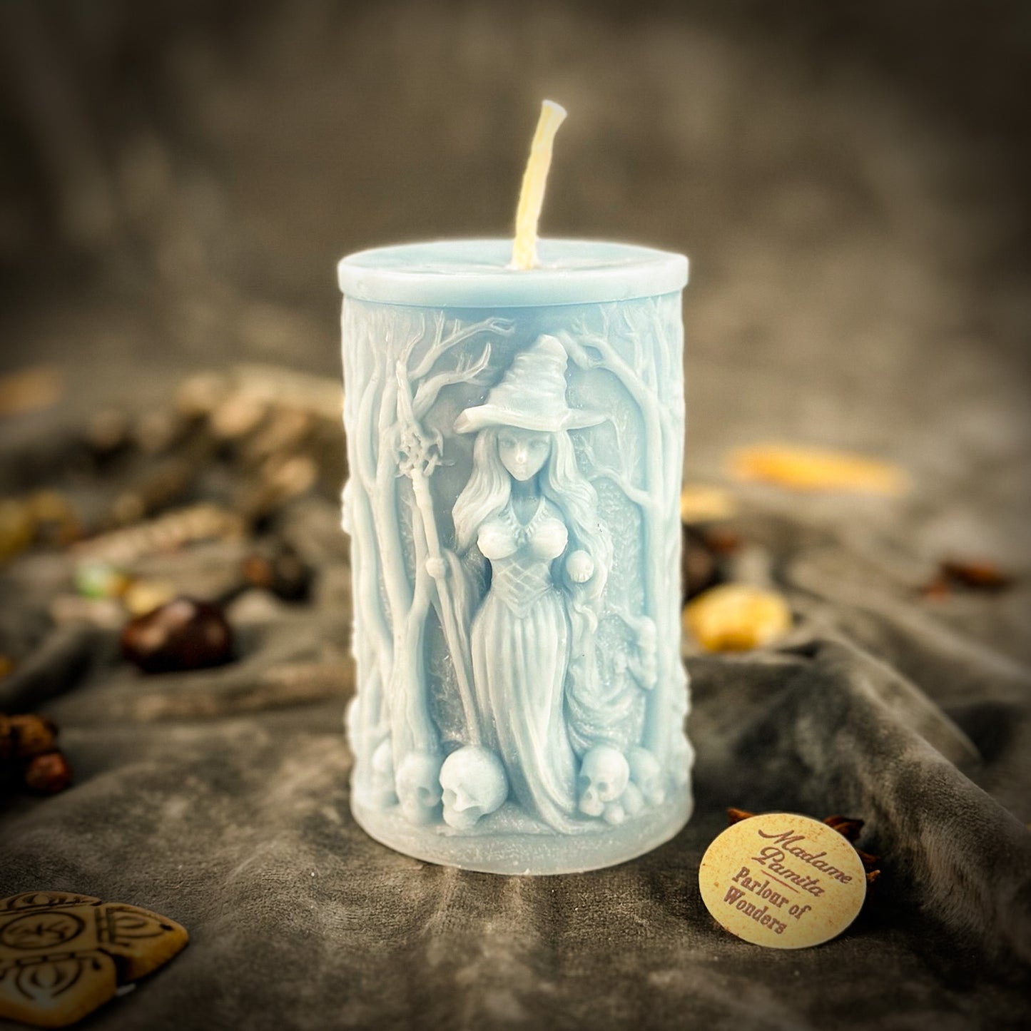Pillars of Witchcraft Spell Candle - Wisdom Blue