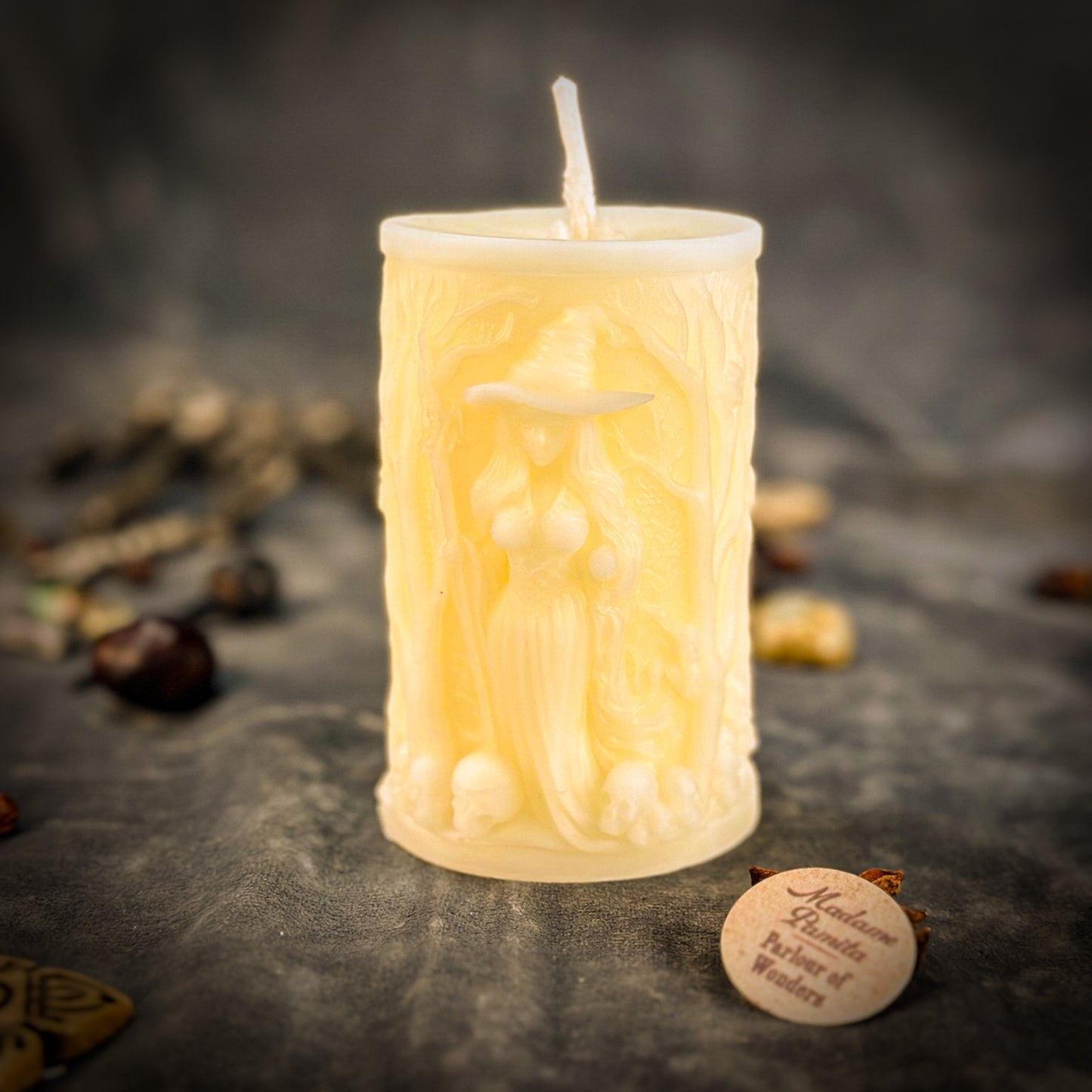 White Beeswax Pillars Candle Wisdom