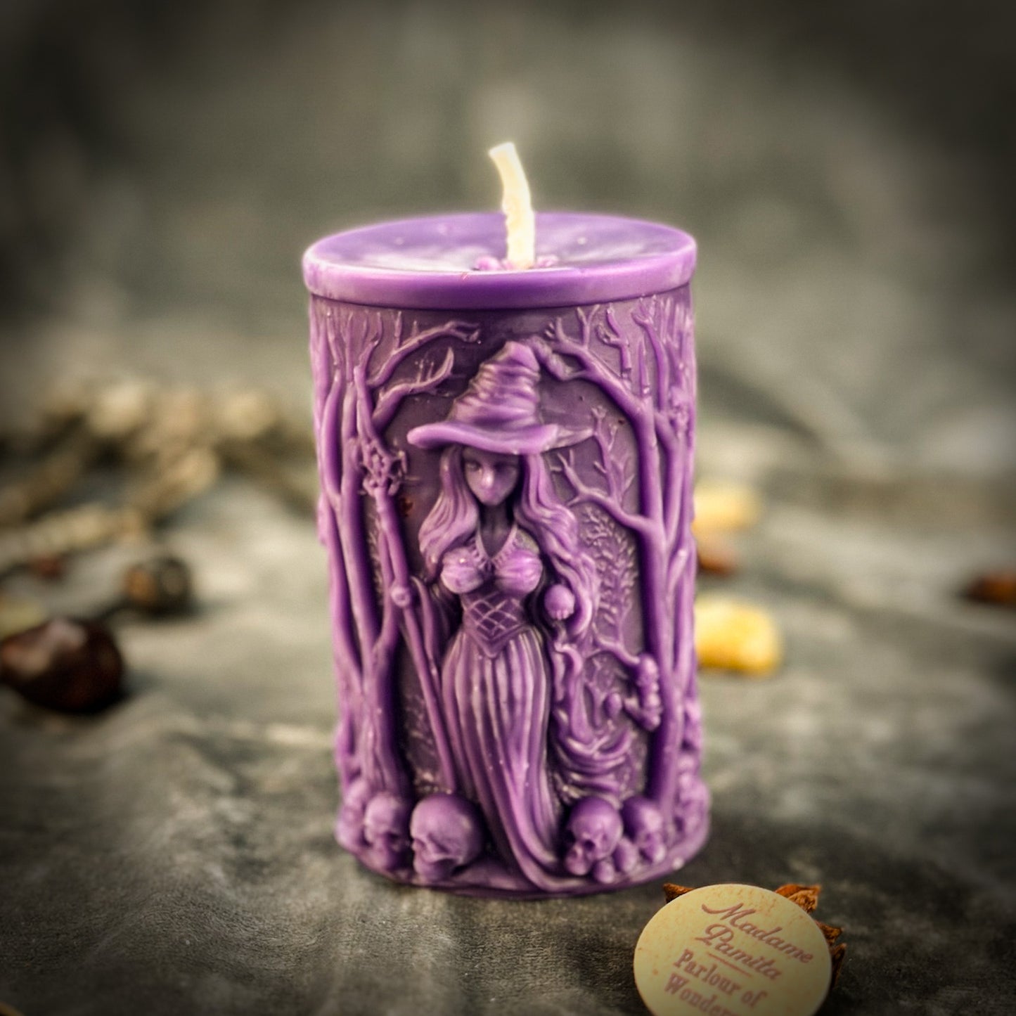 Pillars of Witchcraft Spell Candle Wisdom Purple 