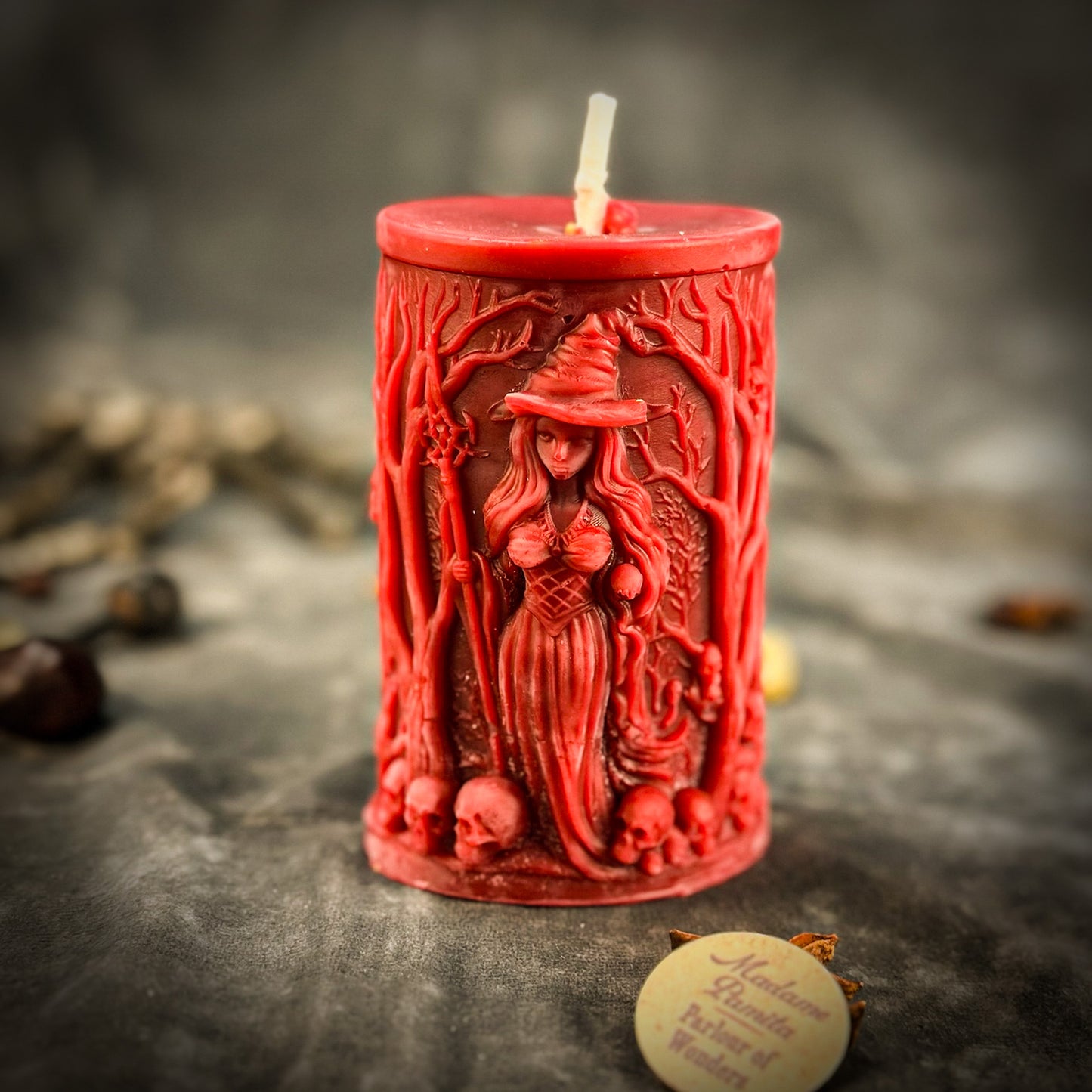 Pillars of Witchcraft Spell Candle Wisdom Red