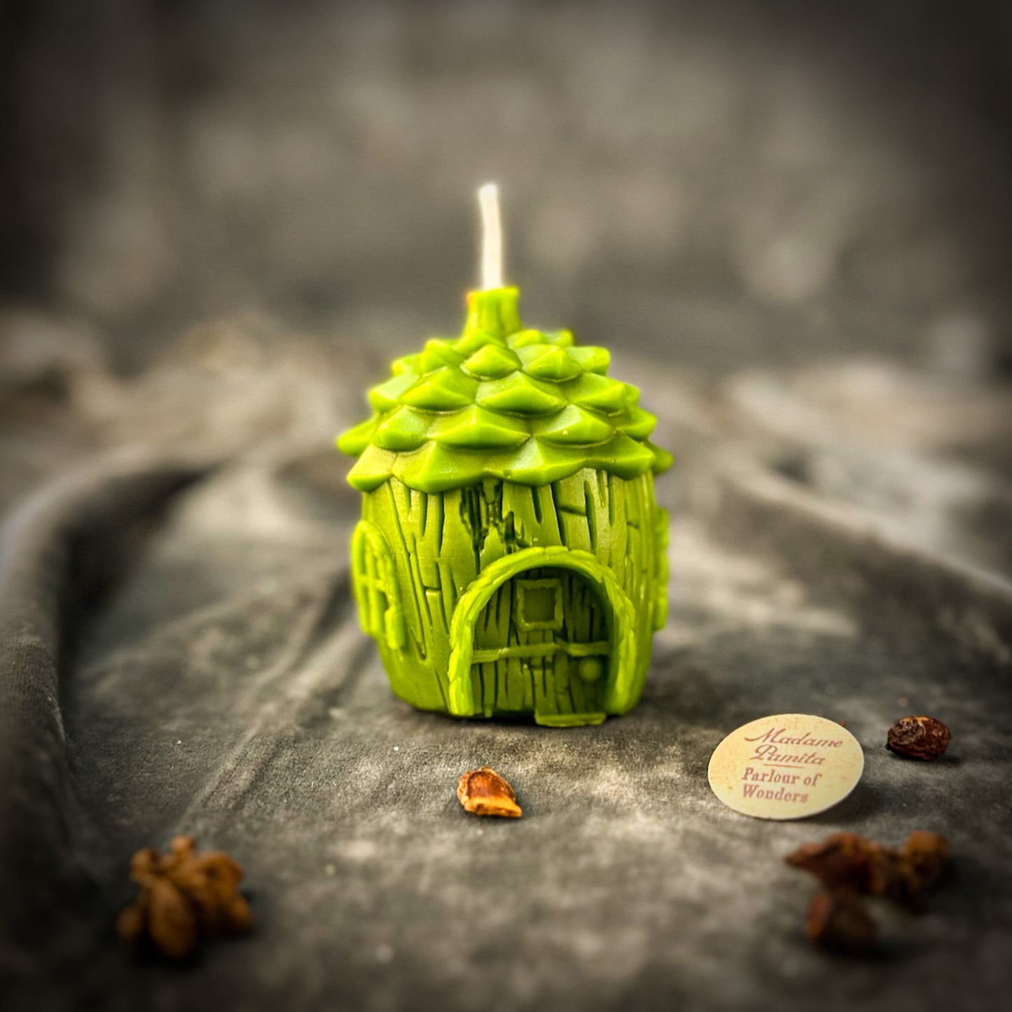 Green Pinecone of Protection Fairy Candle