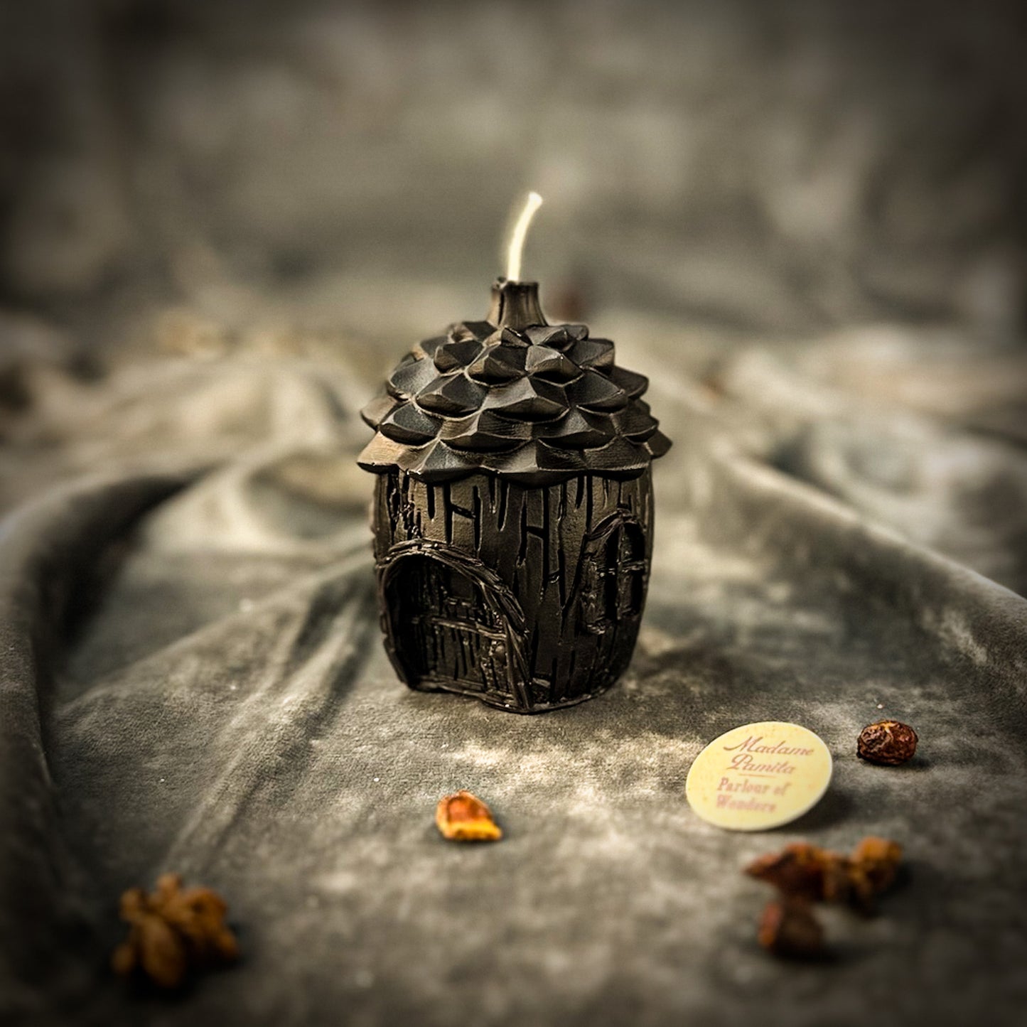 Pinecone Protection Fairy Candle Black