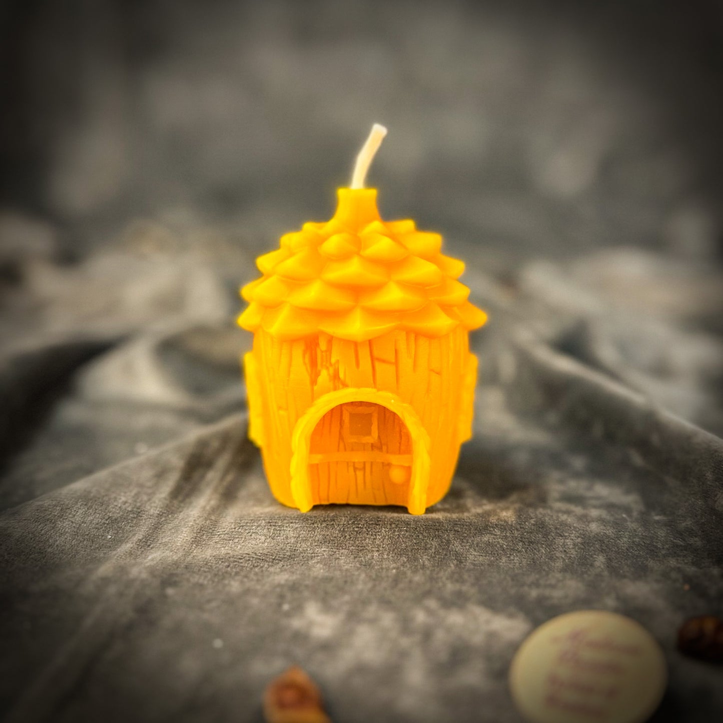 Pinecone of Protection Fairy Hut Candle Yellow