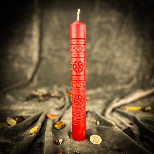 Red Rozetka Rosette Pillar Candle