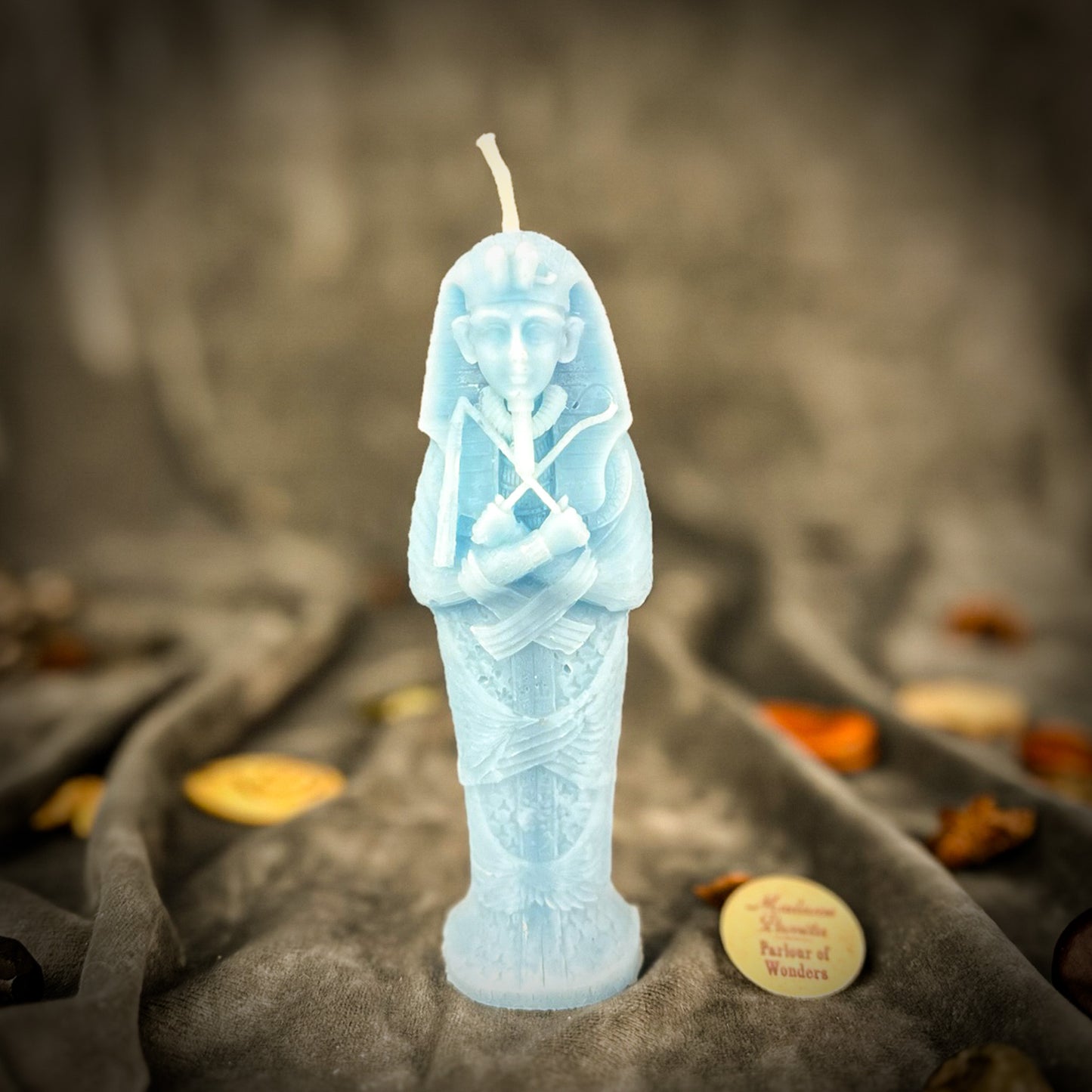 Beeswax Sacred Egyptian Mummy Spell Candle Blue