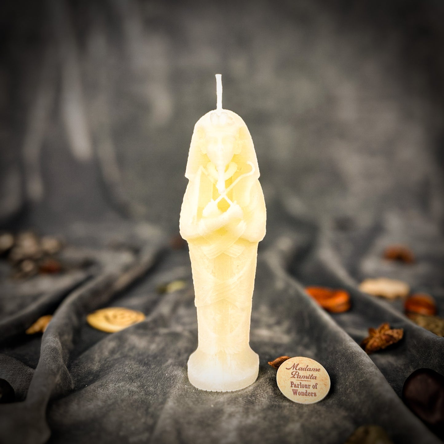 White Egyptian Mummy Candle