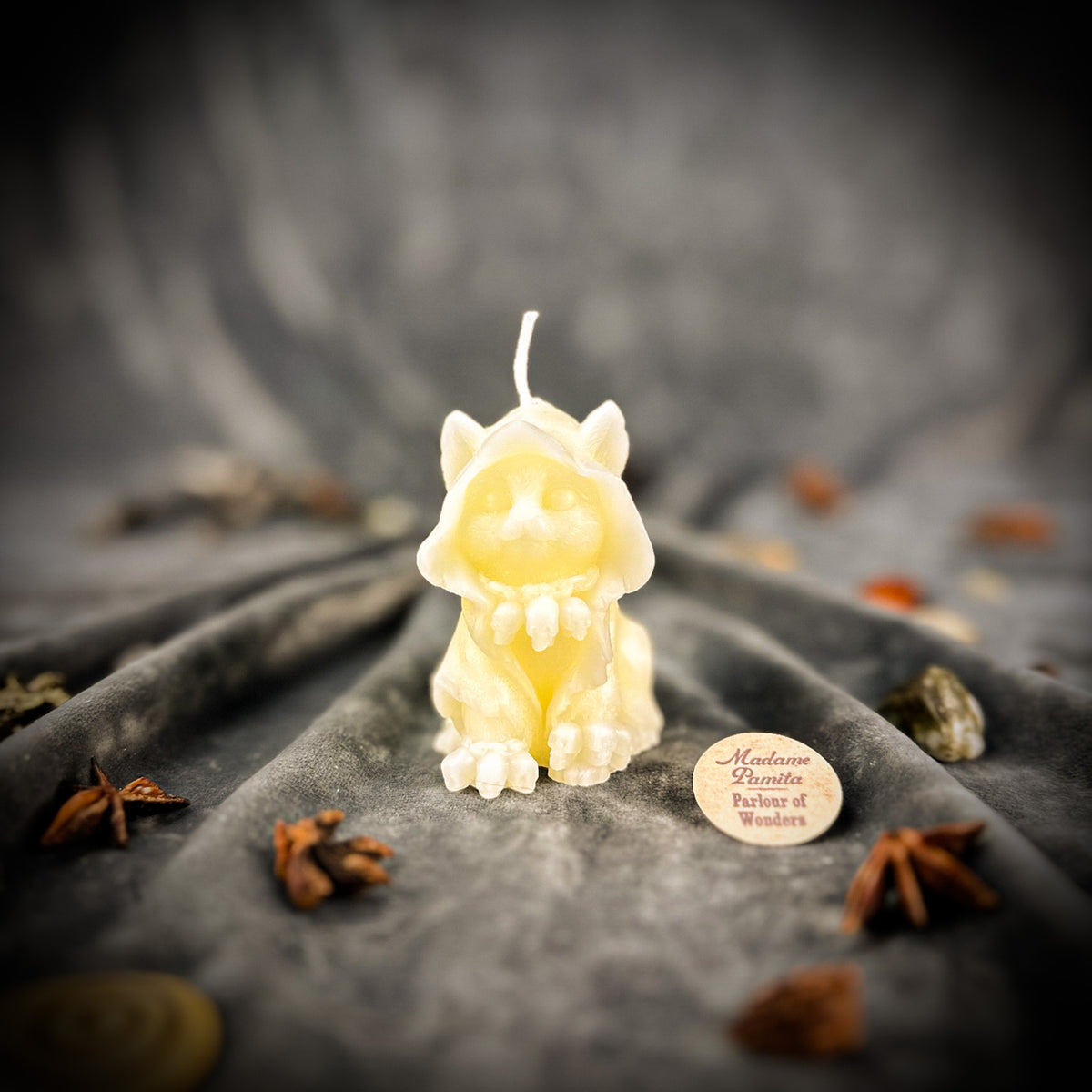 White Salem the Wizard Kitten Candle