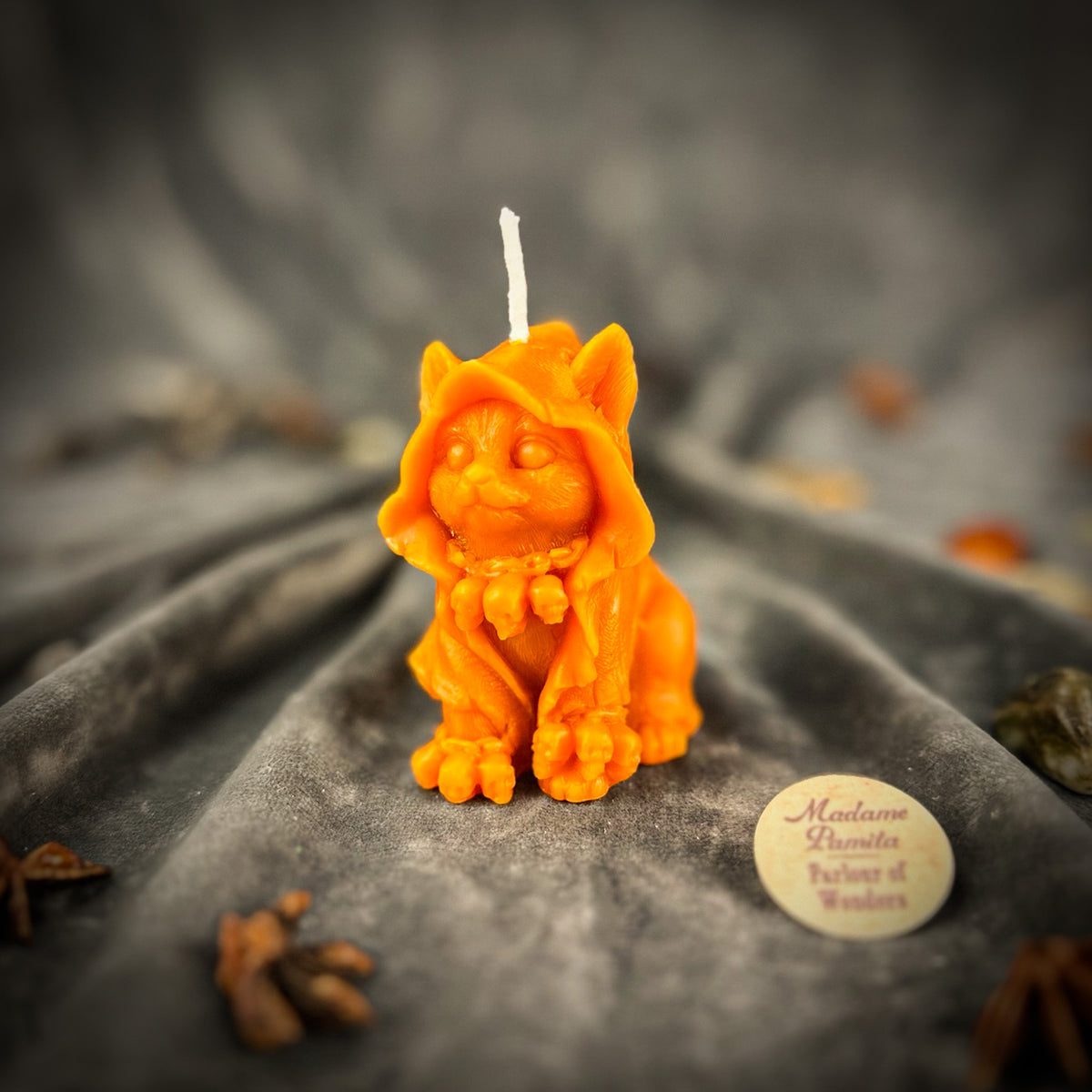 Orange Wizard Kitten Spell Candle 