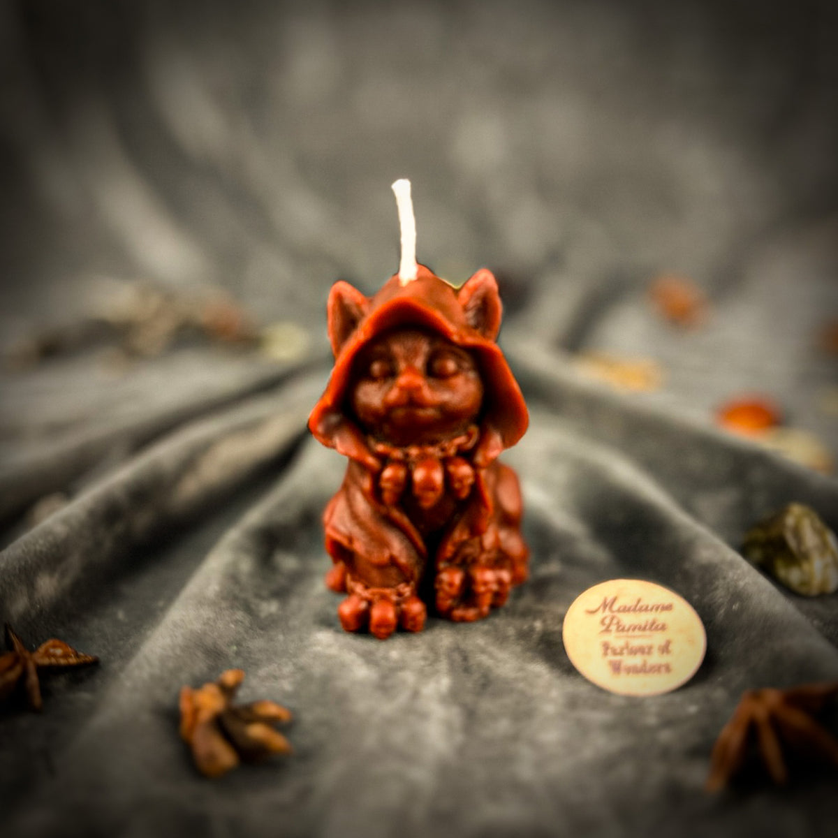 Brown Wizard Kitten Candle