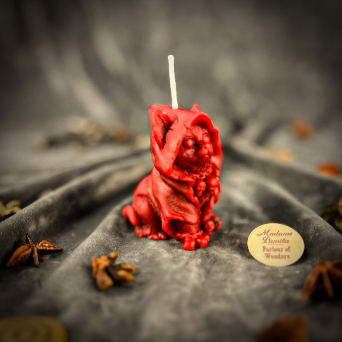 Red Wizard Kitten Candle