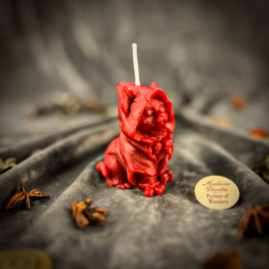 Red Wizard Kitten Candle