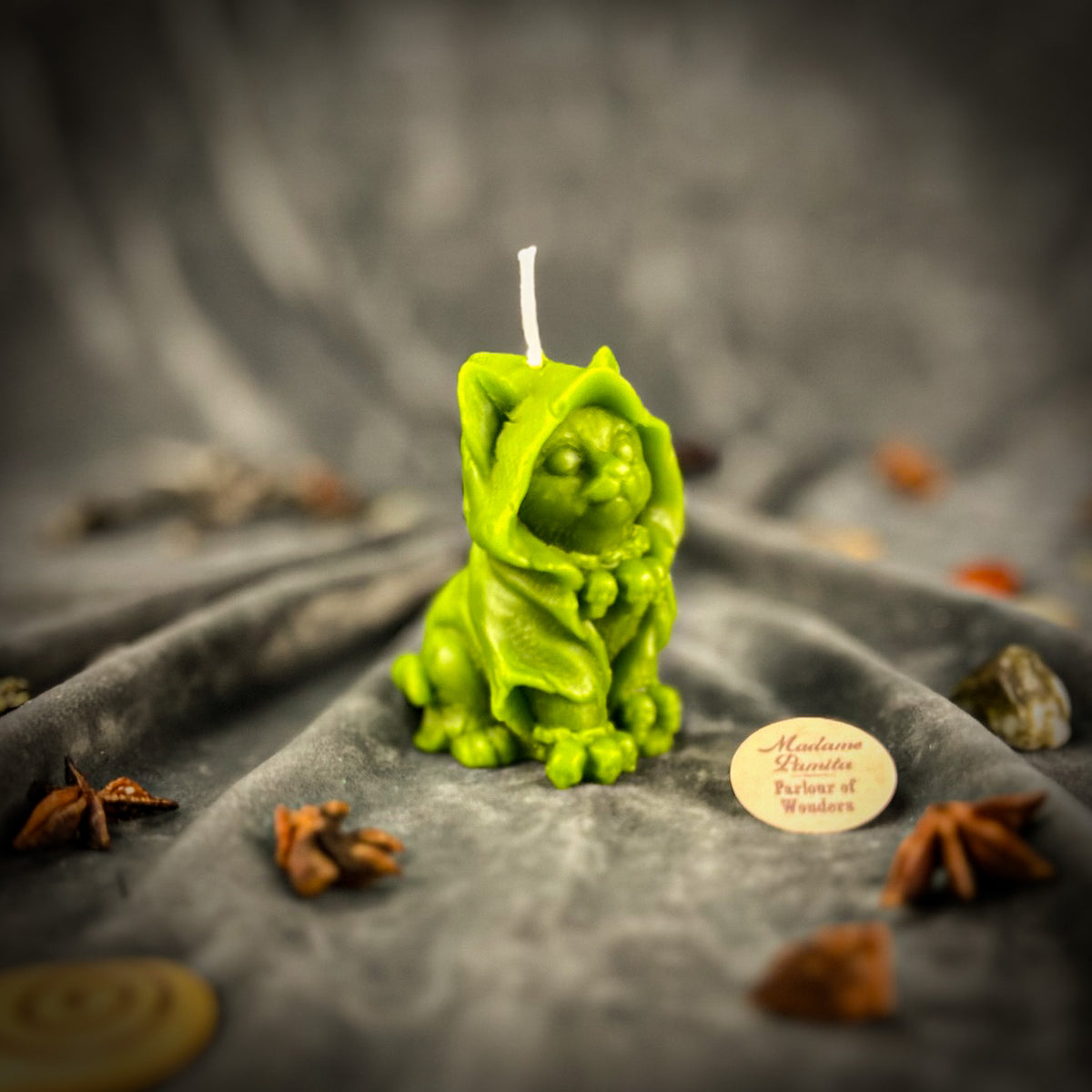 Green Beeswax Salem the Wizard Kitten Spell Candle