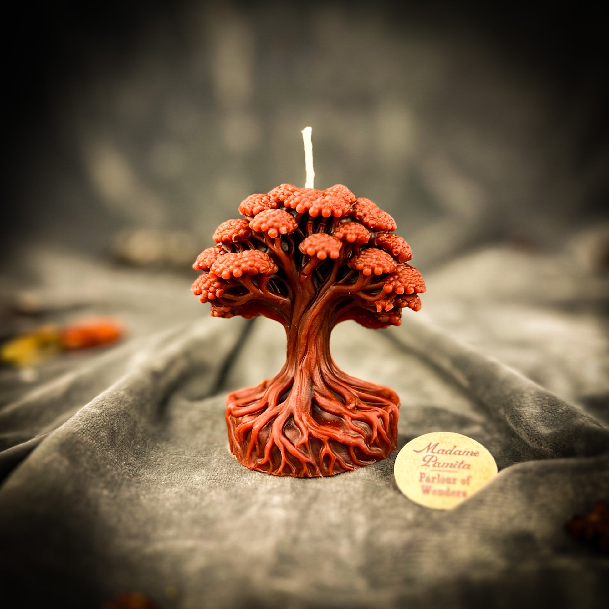 Brown Beeswax Shamanic World Tree Spell Candle