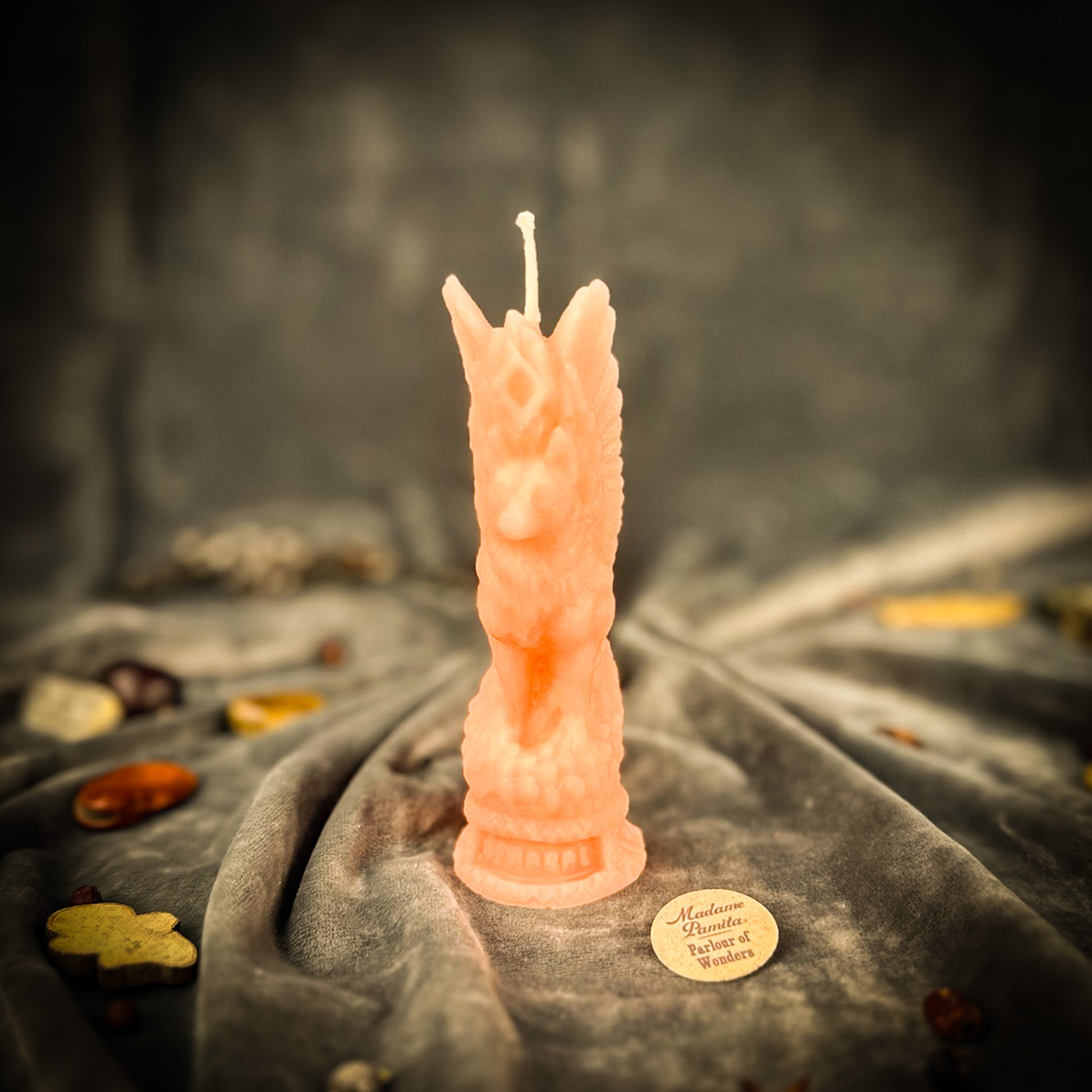 Pink Simargl Dog Guardian Candle